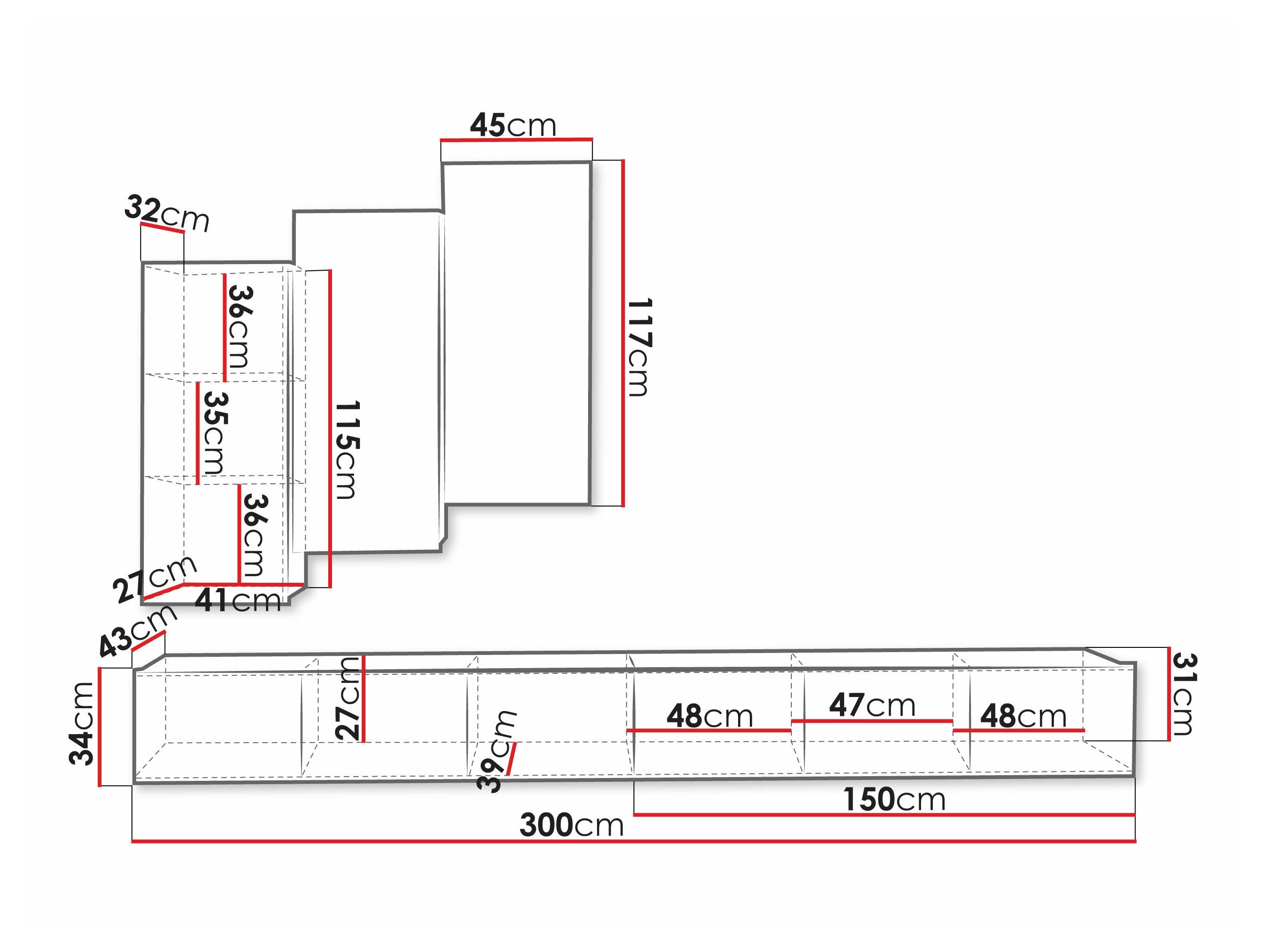 Stuemøbelsæt Remus XX (Hvid + Sort)