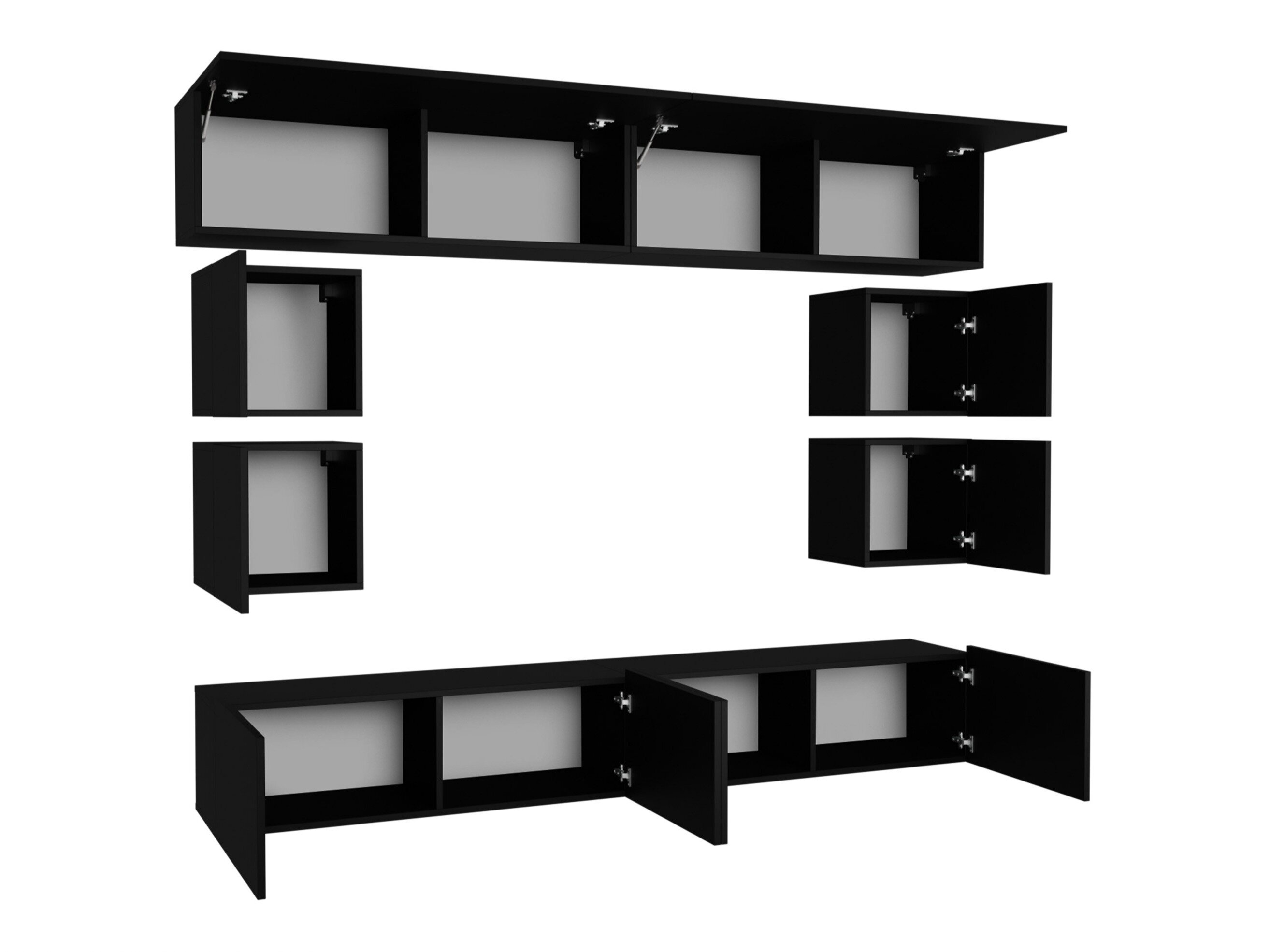 Stuemøbelsæt Tivdalu 134 (Sort + Blank sort + Hvid + Glansfuld hvid)