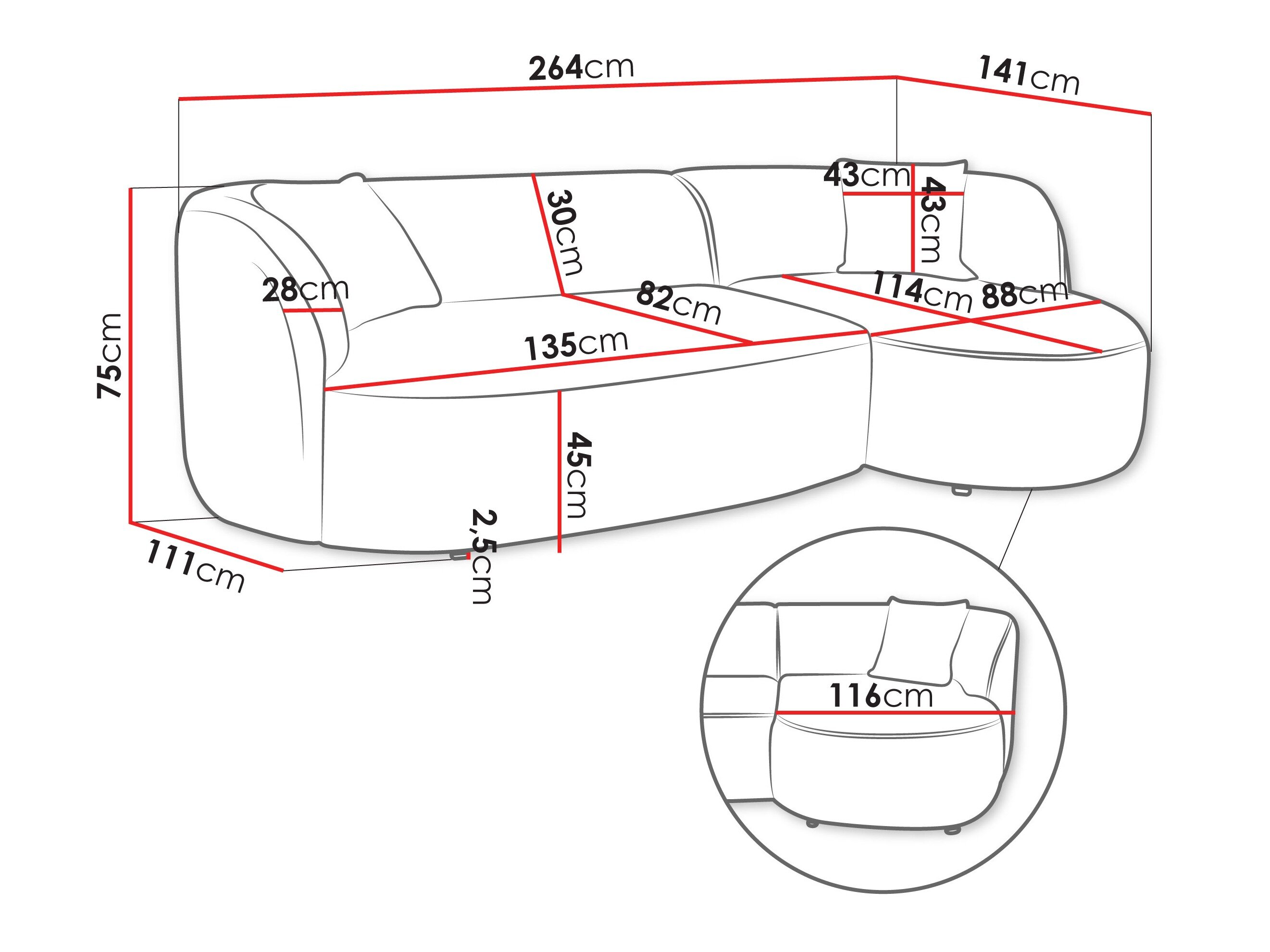 Hjørnesofa TrendyNest 122 (Euphoria 13)