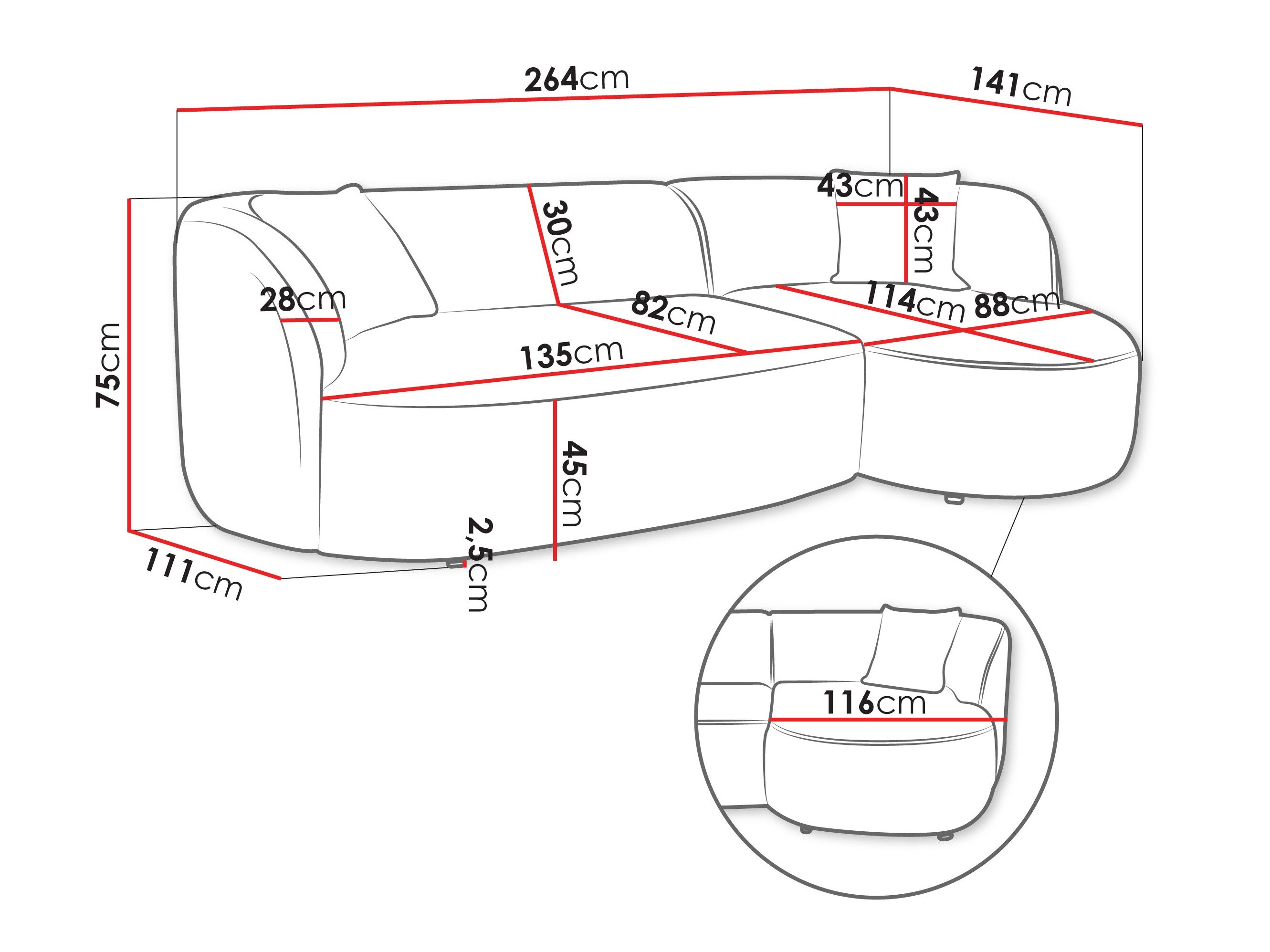 Hjørnesofa TrendyNest 122 (Euphoria 13)