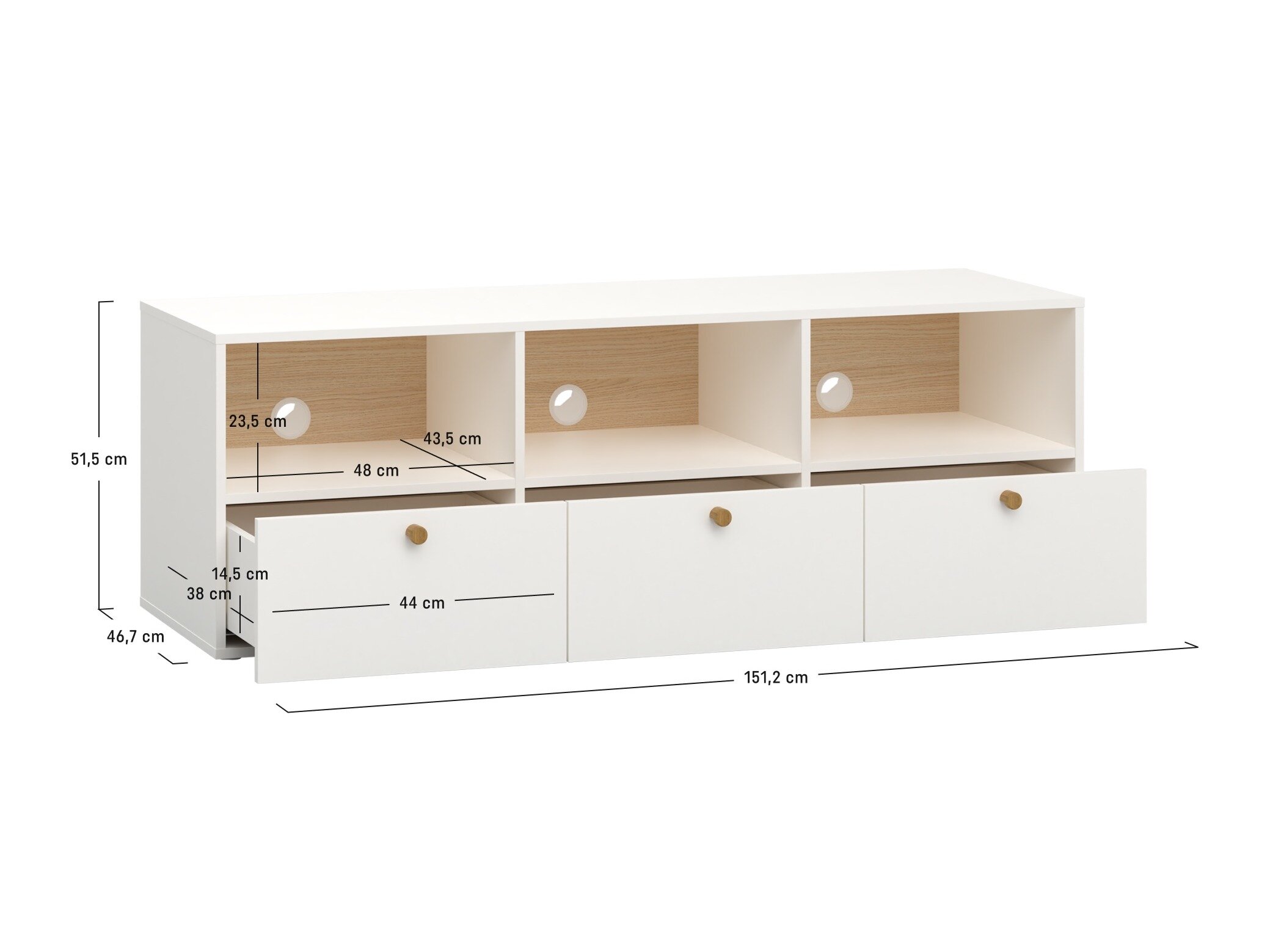 TV-Möbel Tornolo 125 (Weiss + Indigo)