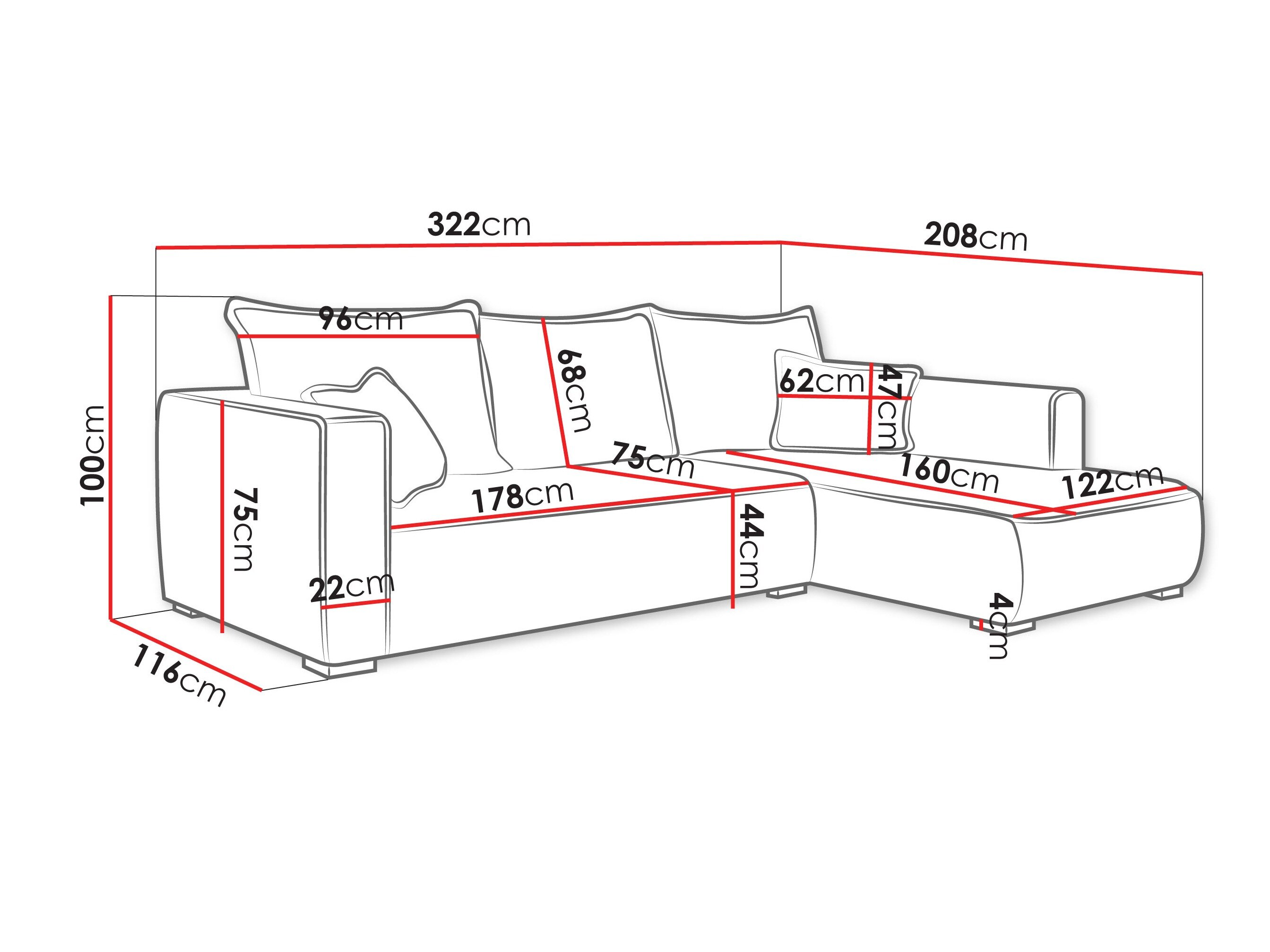 Hjørnesofa TrendyNest 125 (Tilia 39)