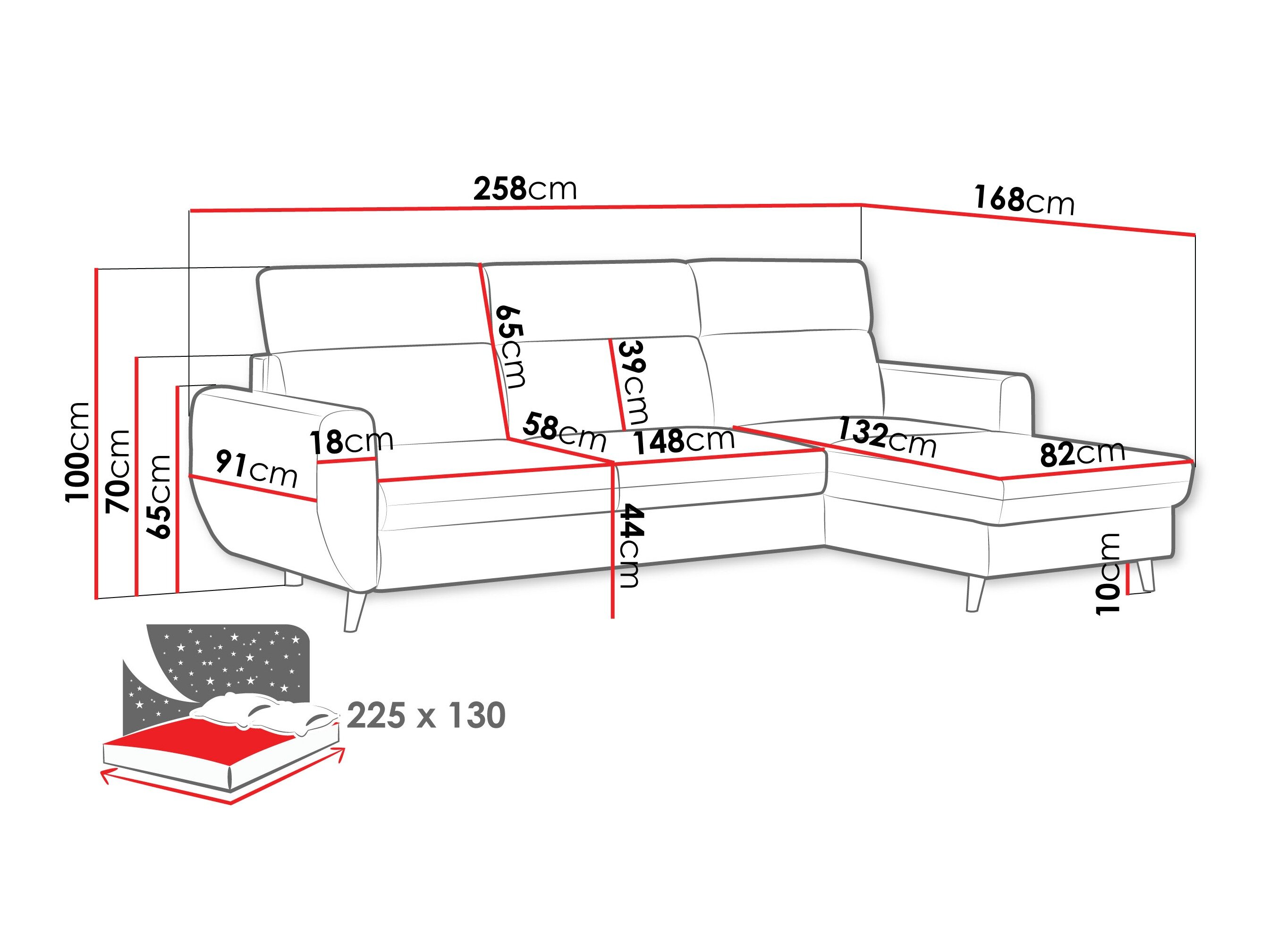 Hjørnesofa Temple 132 (Cruz 35)