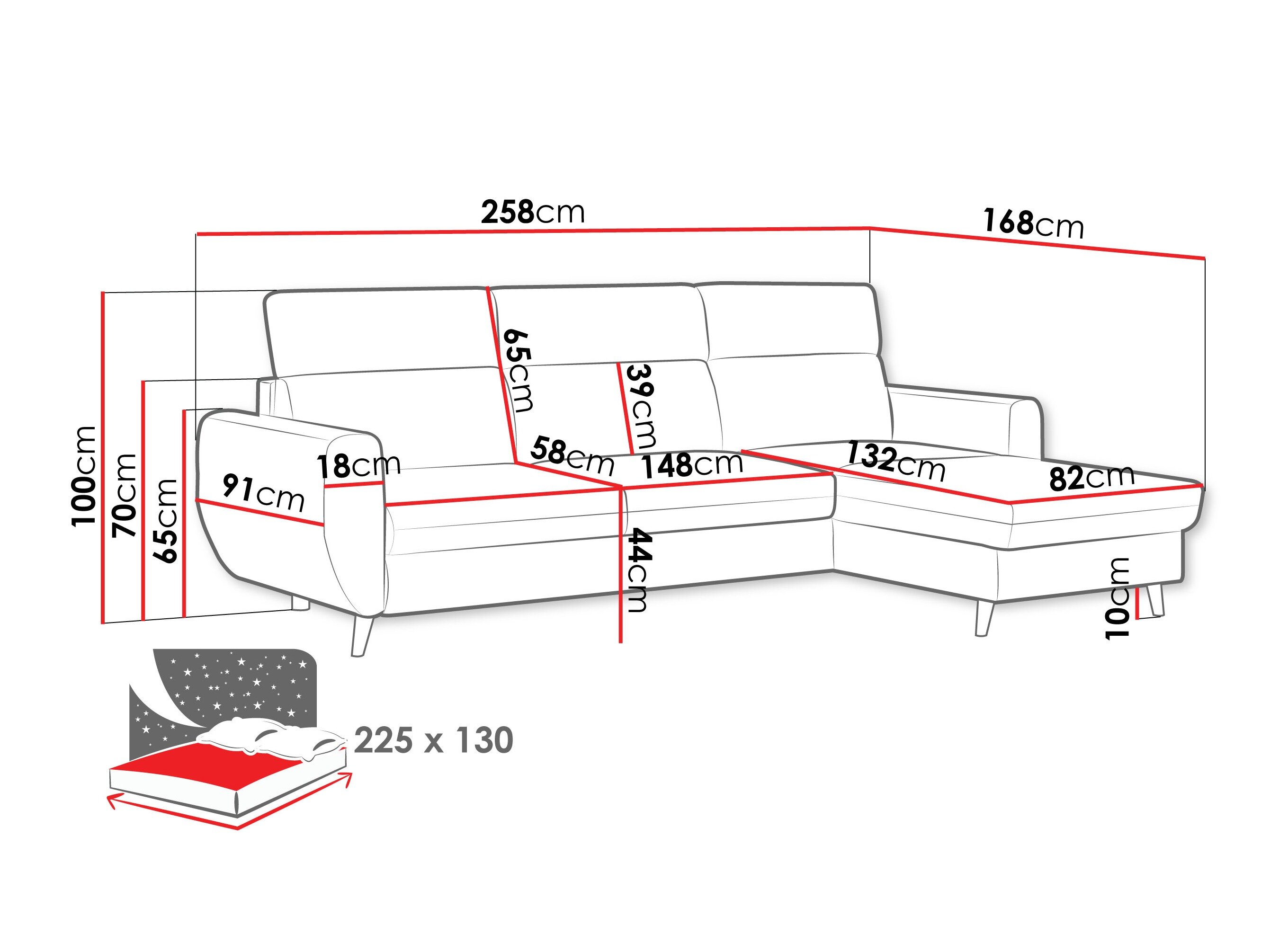Hjørnesofa Temple 132 (Cruz 63)
