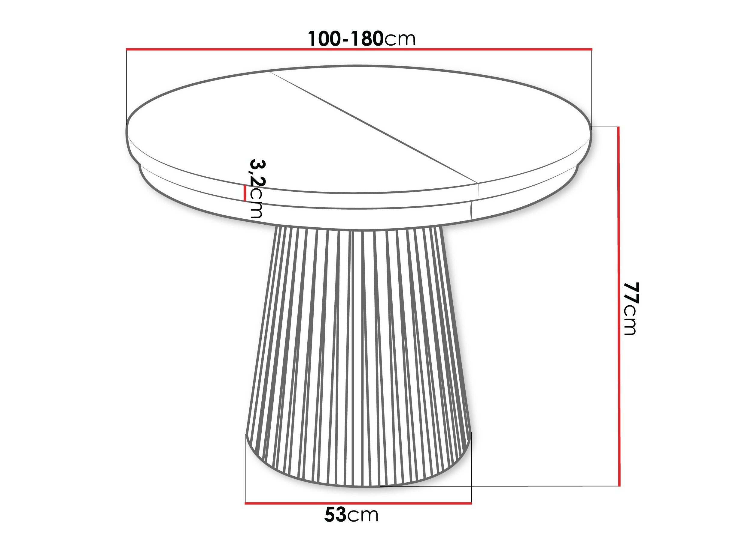 Tafel Stanton 151 (Zwart)