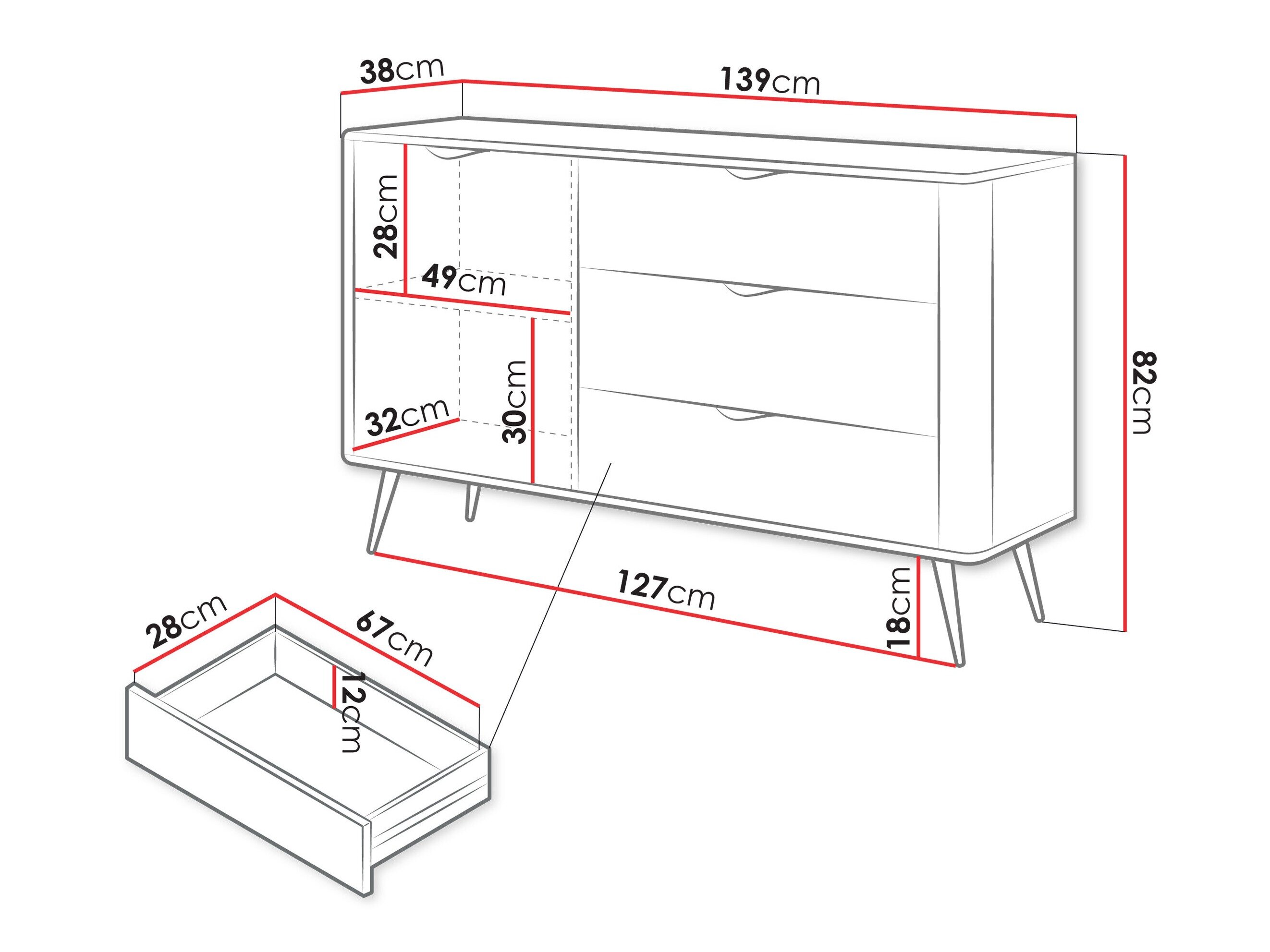 Kommode Lectum (Beige)