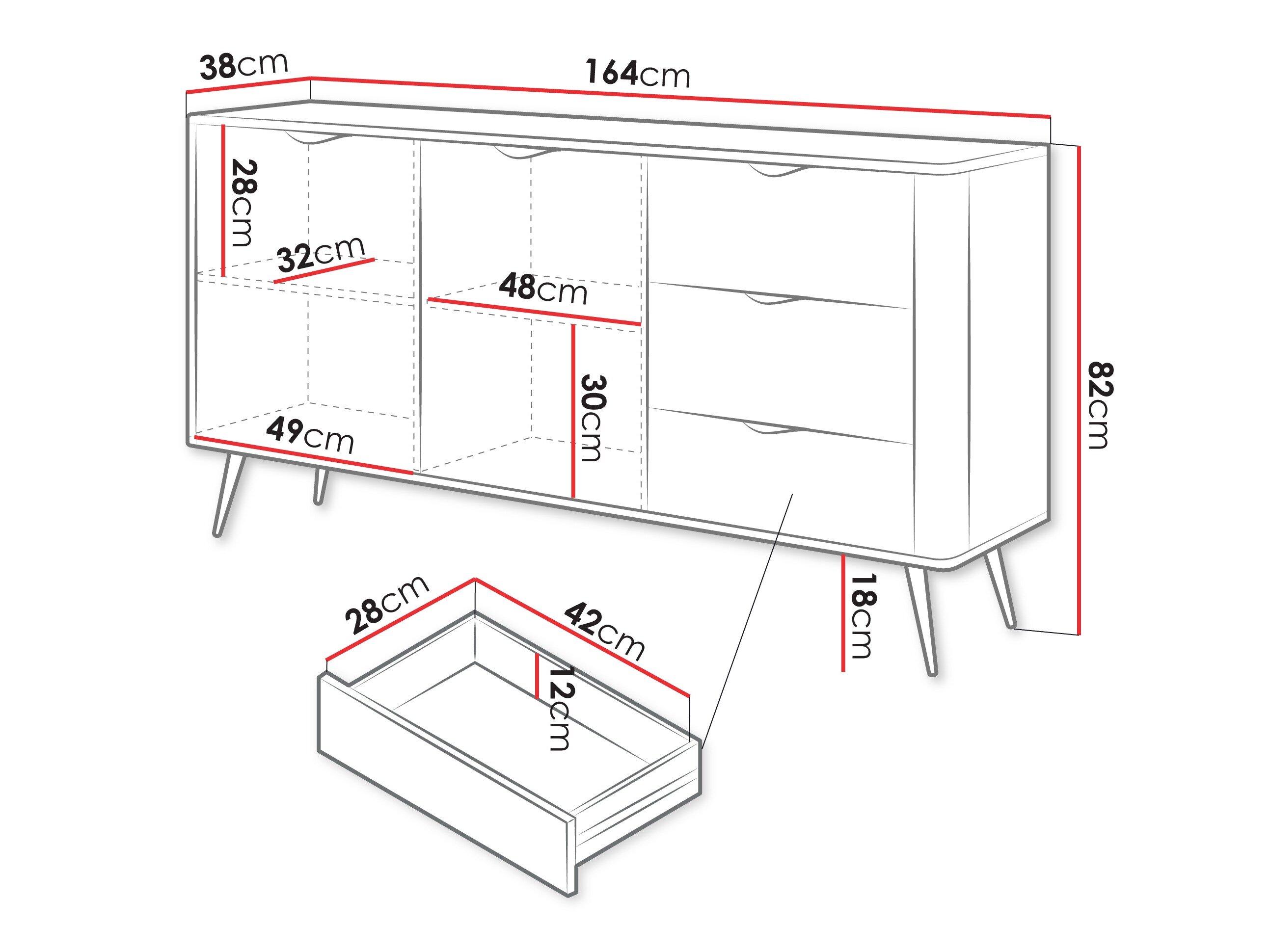 Kommode Lectum I (Grafit)