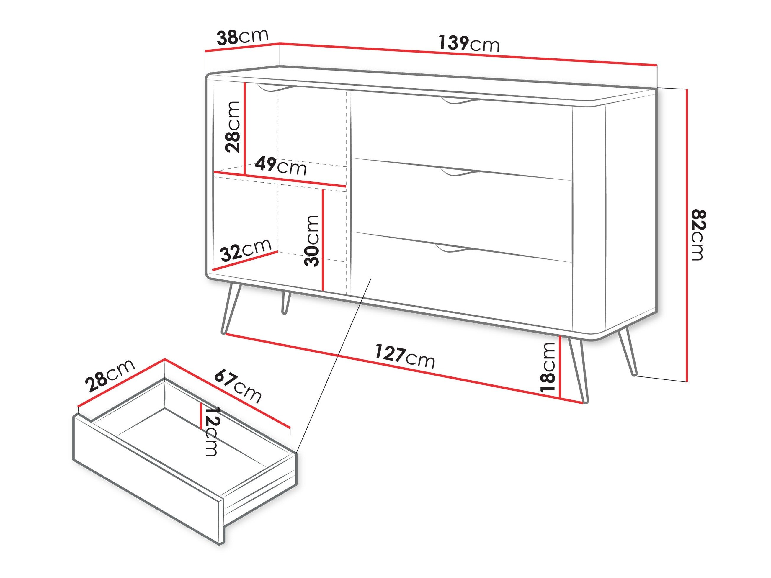 Kommode Versoe 100 (Grafit)