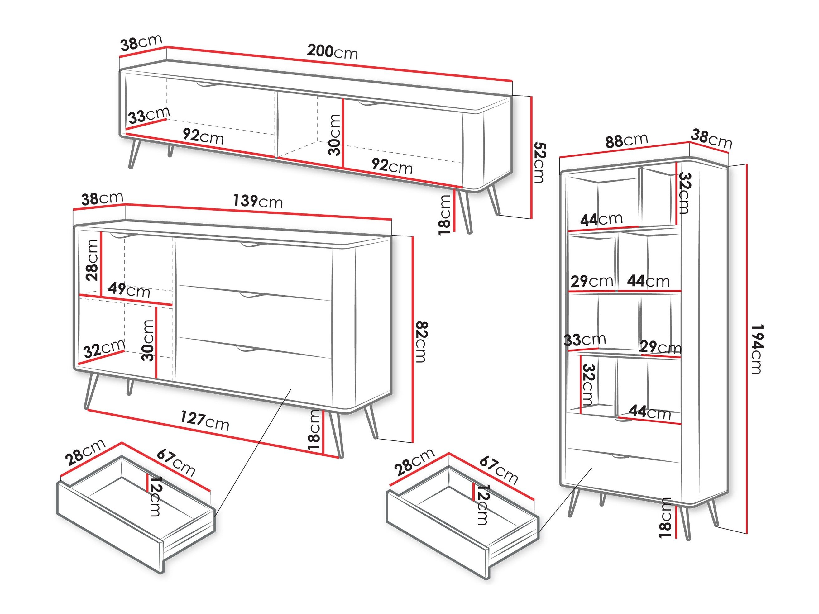 Stuemøbelsæt Lectum I (Hvid)