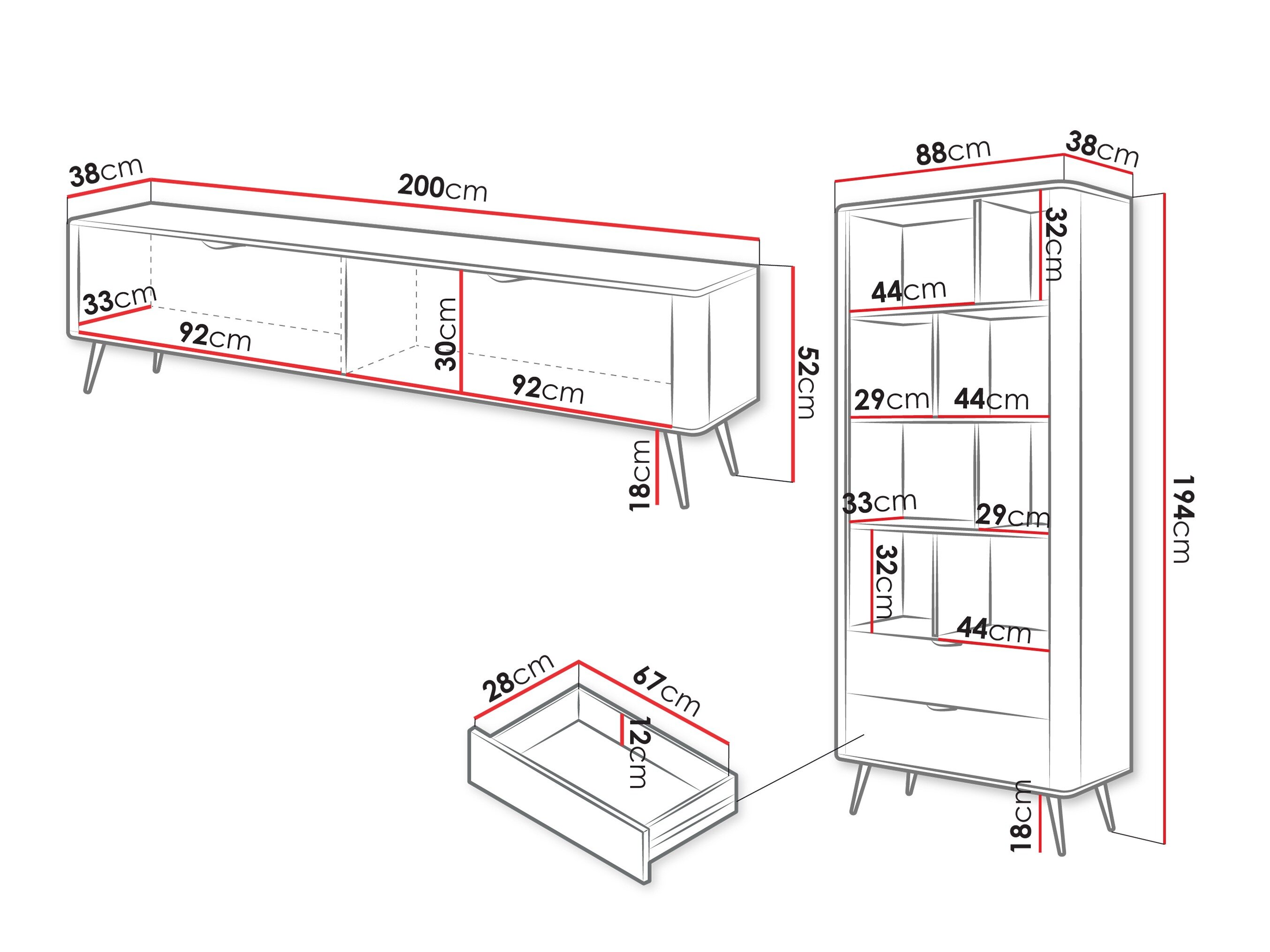 Stuemøbelsæt Versoe 107 (Grafit)