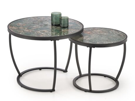 Salontafel set Houston 1658 (Zwart + Groen marmer)