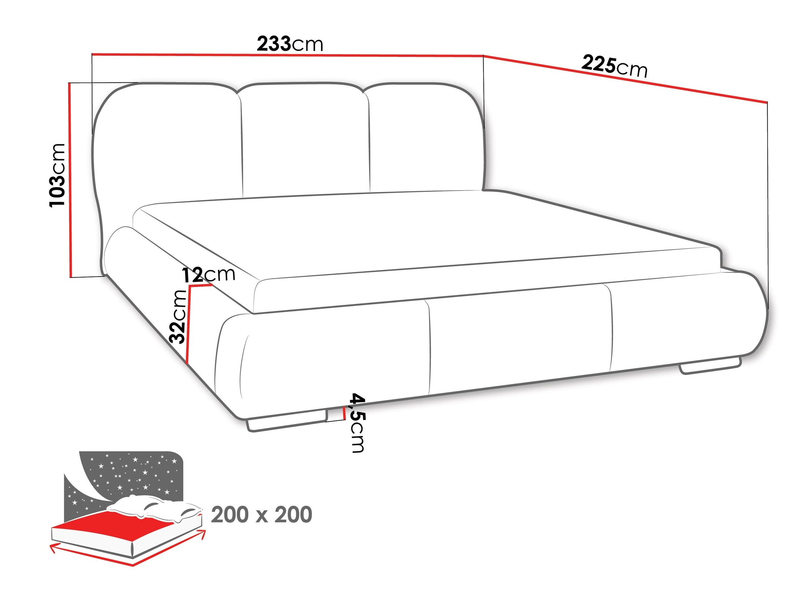 Bed TrendyNest Navium (Coral 80)