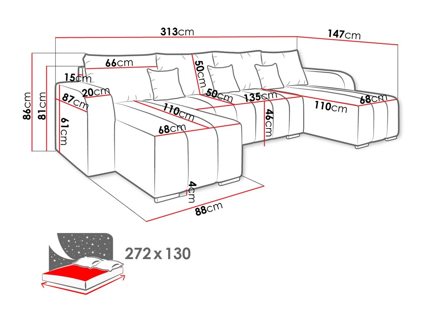 Hjørnesofa Arvada 122 (Lambi 03)