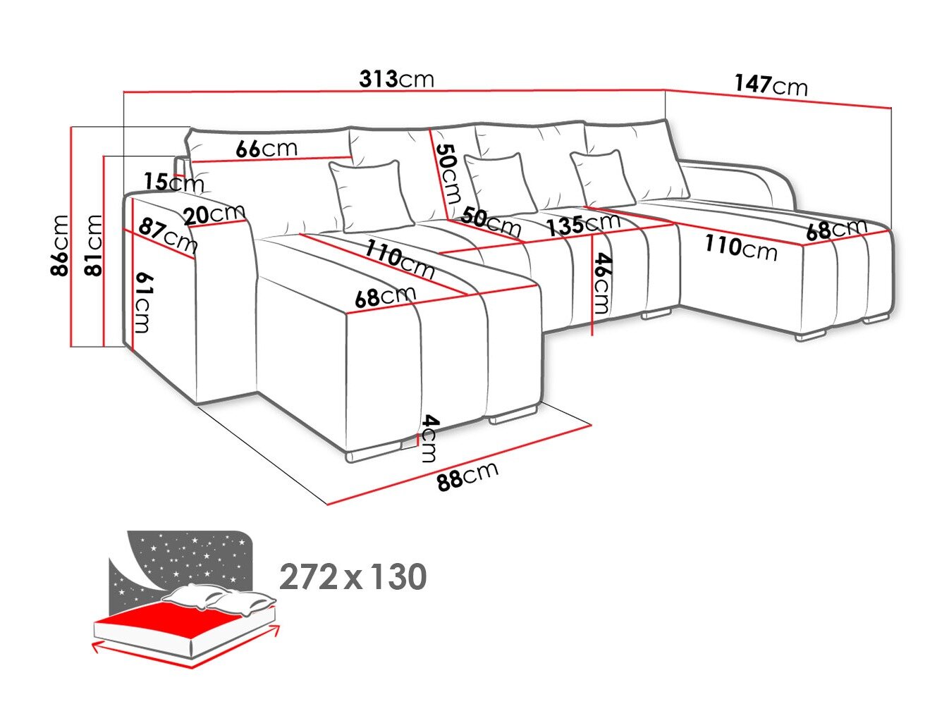 Hjørnesofa Arvada 122 (Lambi 12)