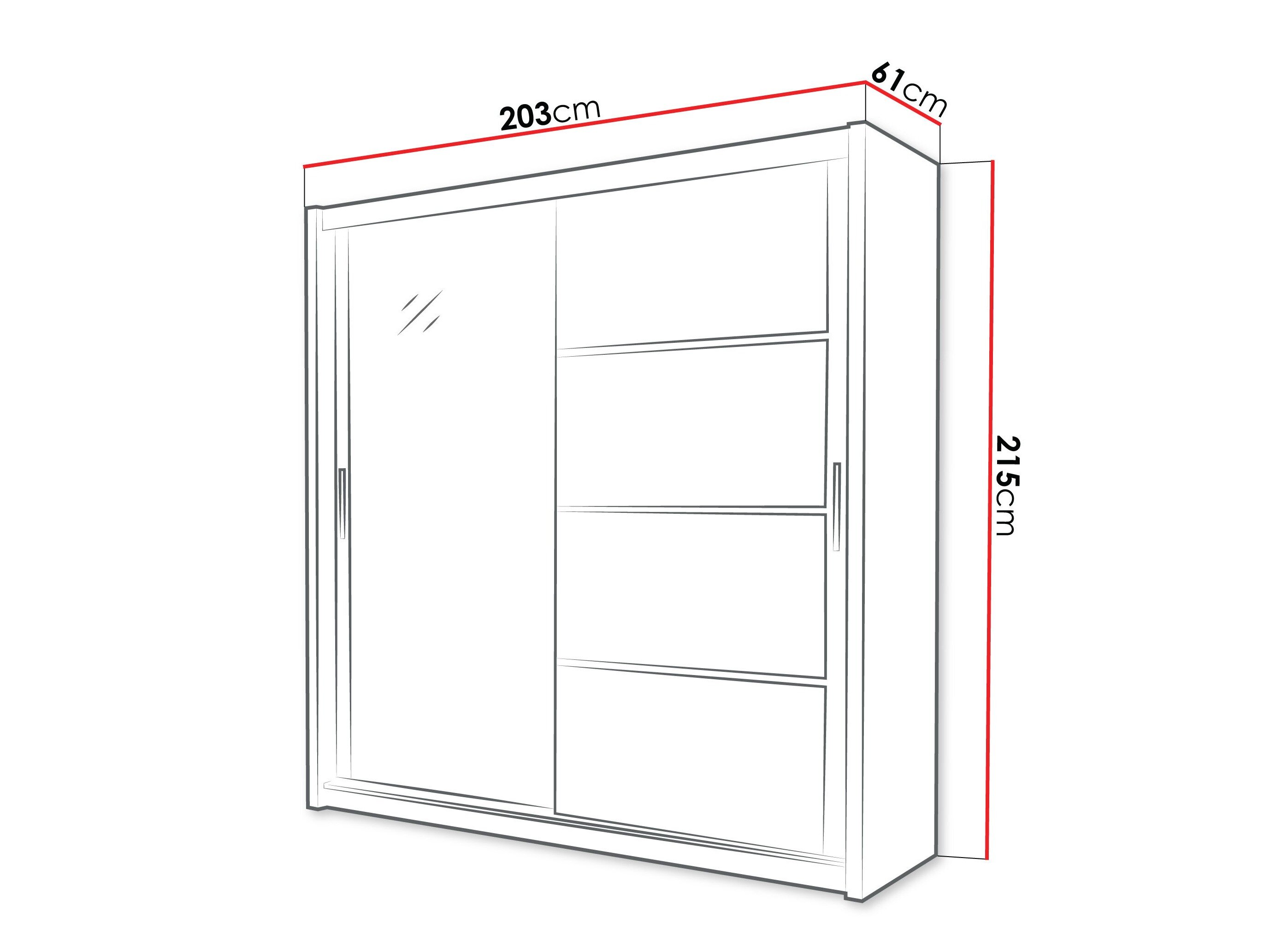 Garderobeskab Honolulu 111 (Hvid + Blank sort)