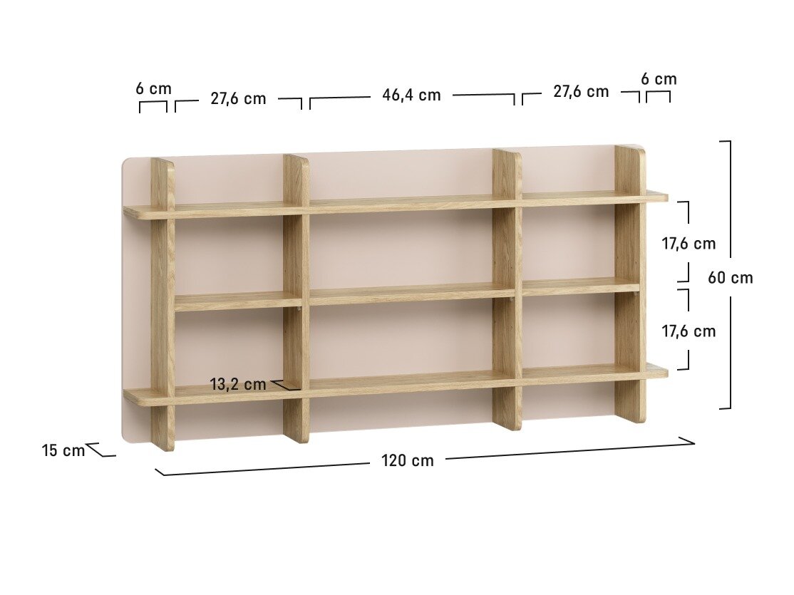 Wandregal Velrome 108 (Eichenholzoptik + Beige)
