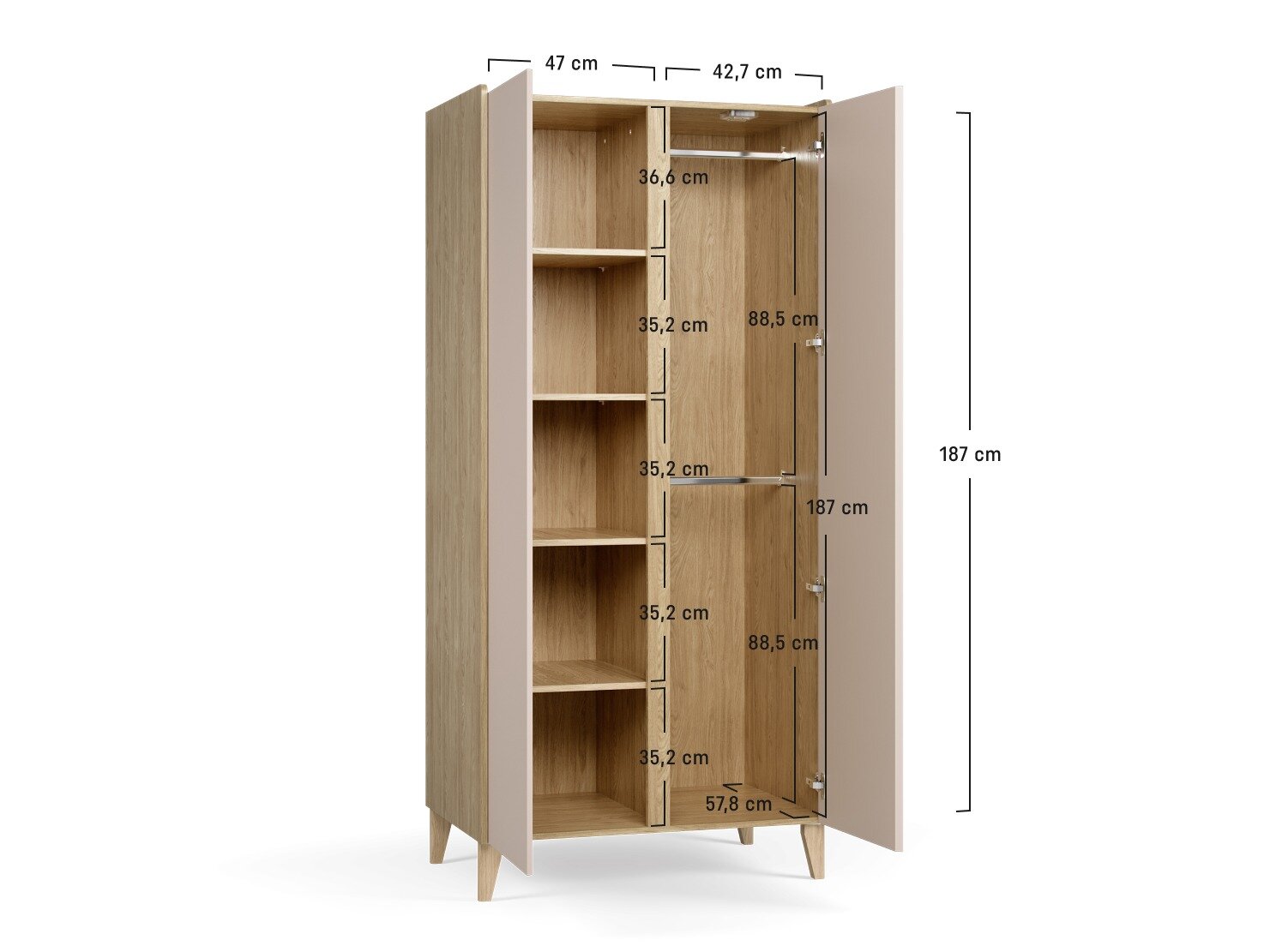 Garderobna omara Velrome 109 (Hrast + Bež)