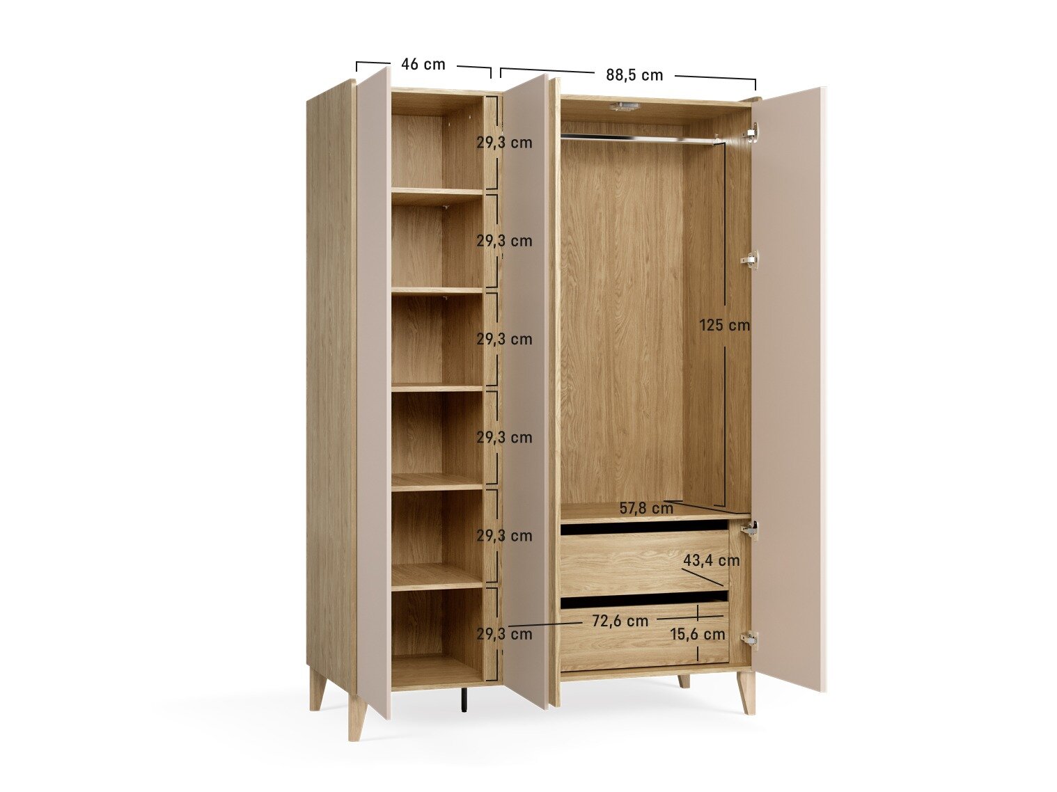 Kleiderschrank Velrome 110 (Eichenholzoptik)