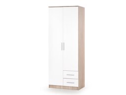 Kledingkast Cirveso 112 (Sonoma eik + Glanzend wit)