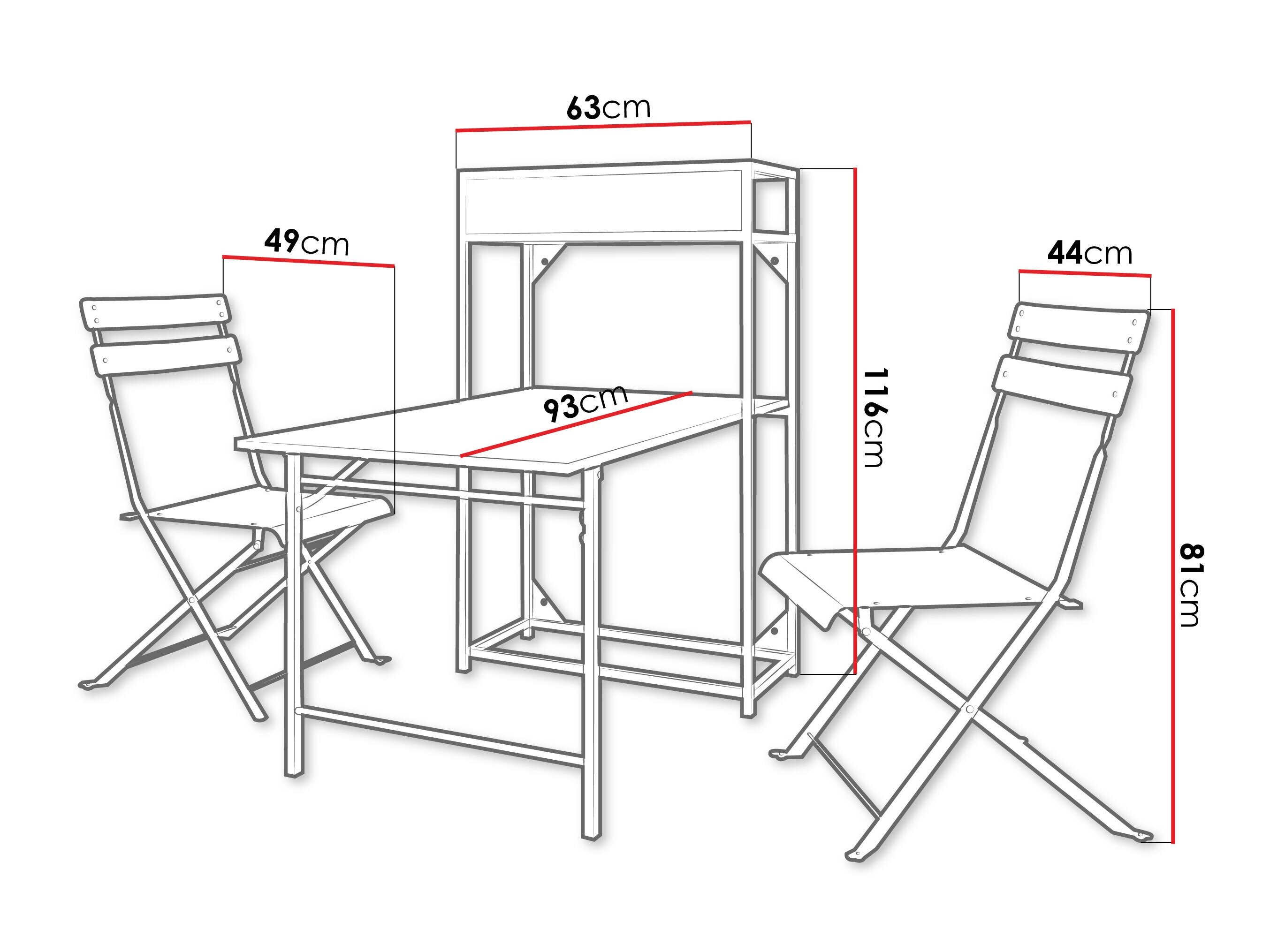 Balkonsæt Richardson 124 (Grå)