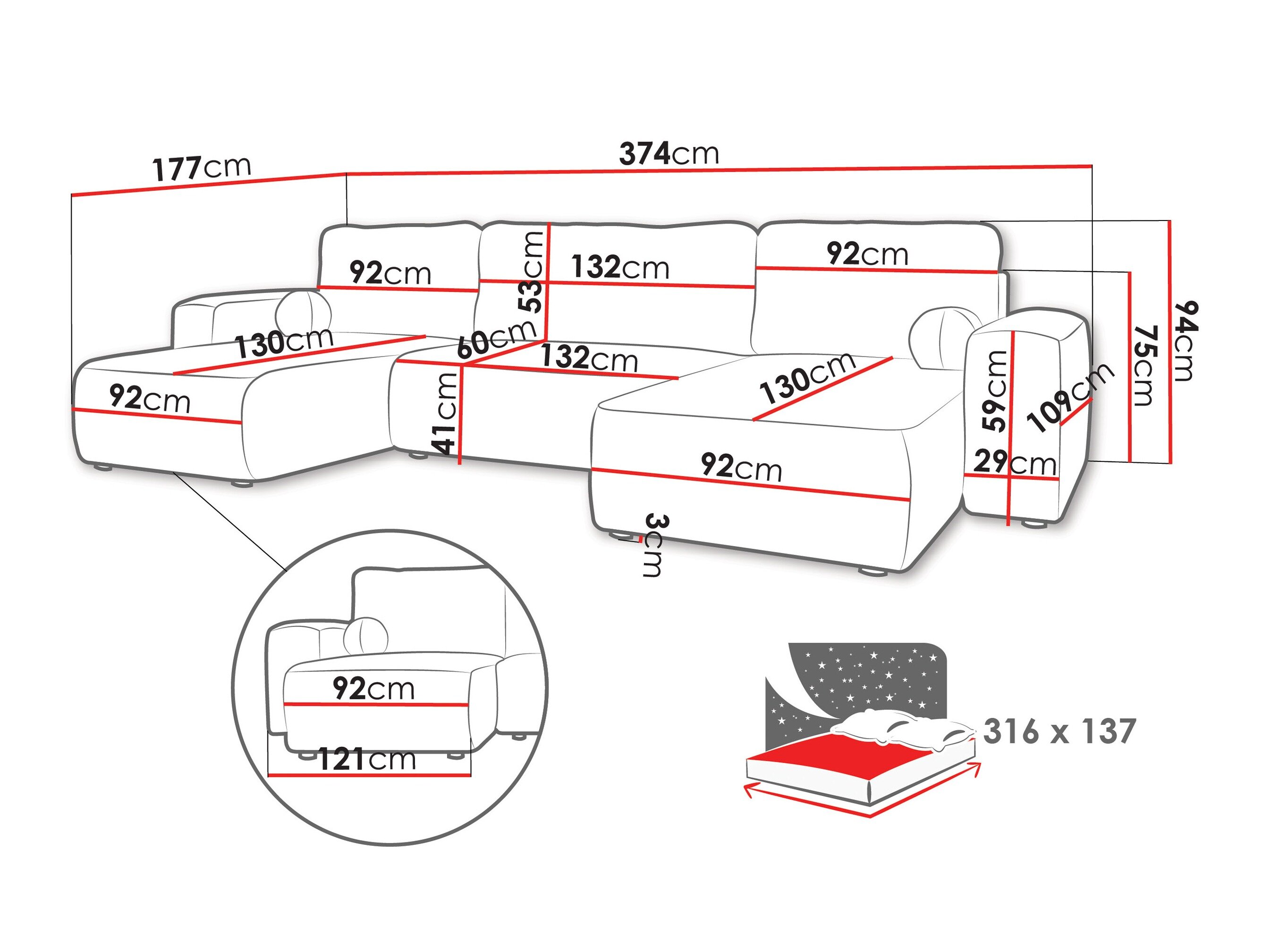 Hjørnesofa TrendyNest Piscor (Coral 80)