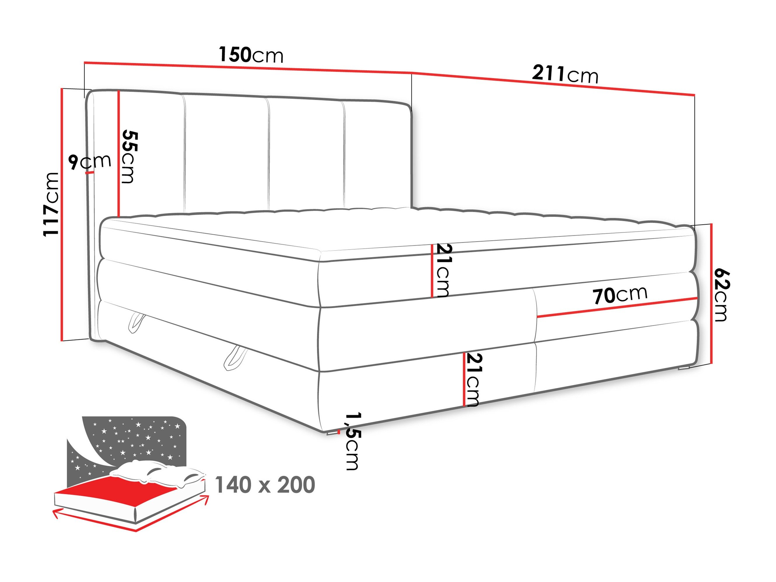Boxspring ComfiDream Caelion (Onega 03)