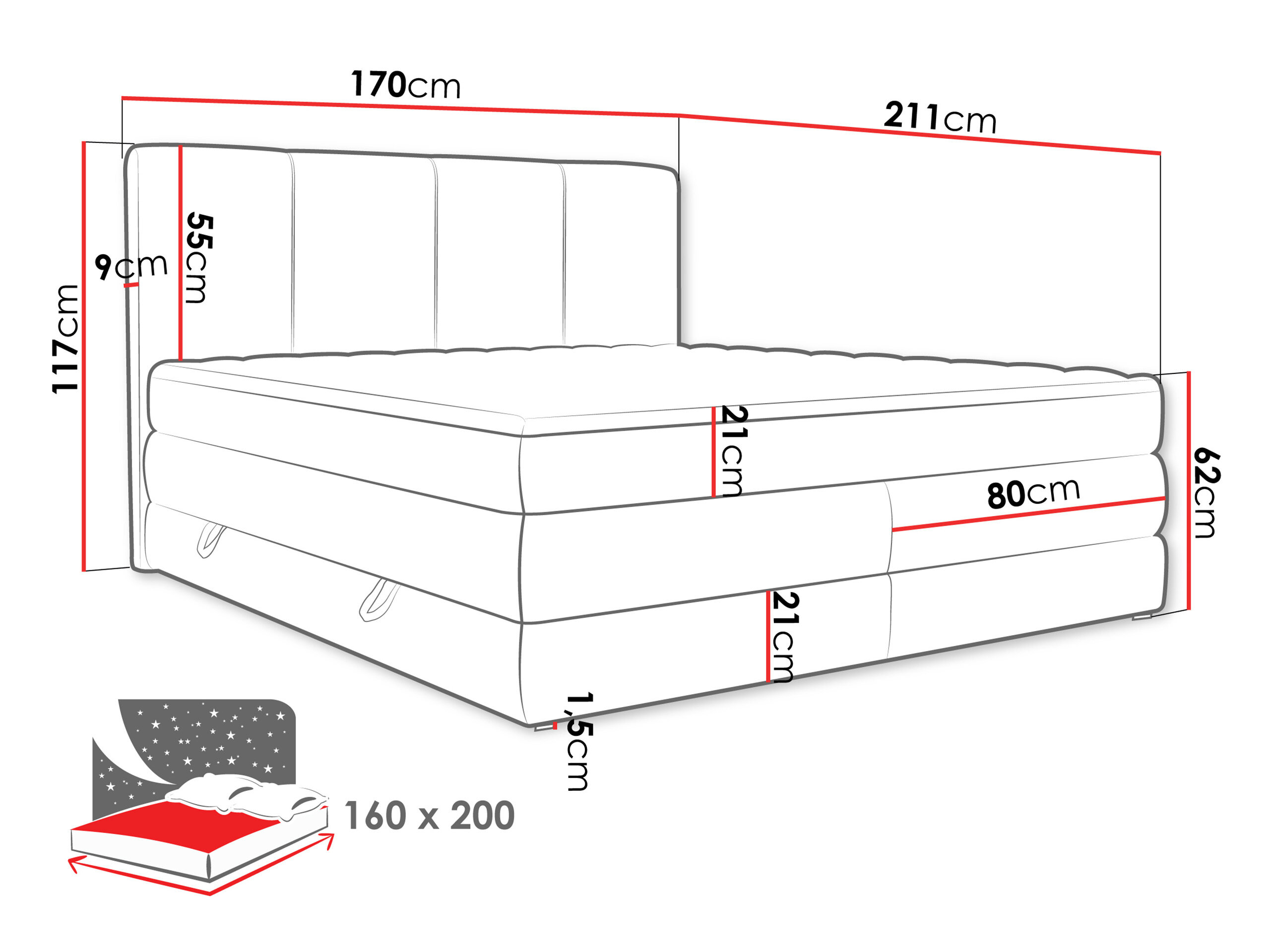 Boxspring ComfiDream Caelion (Onega 07)