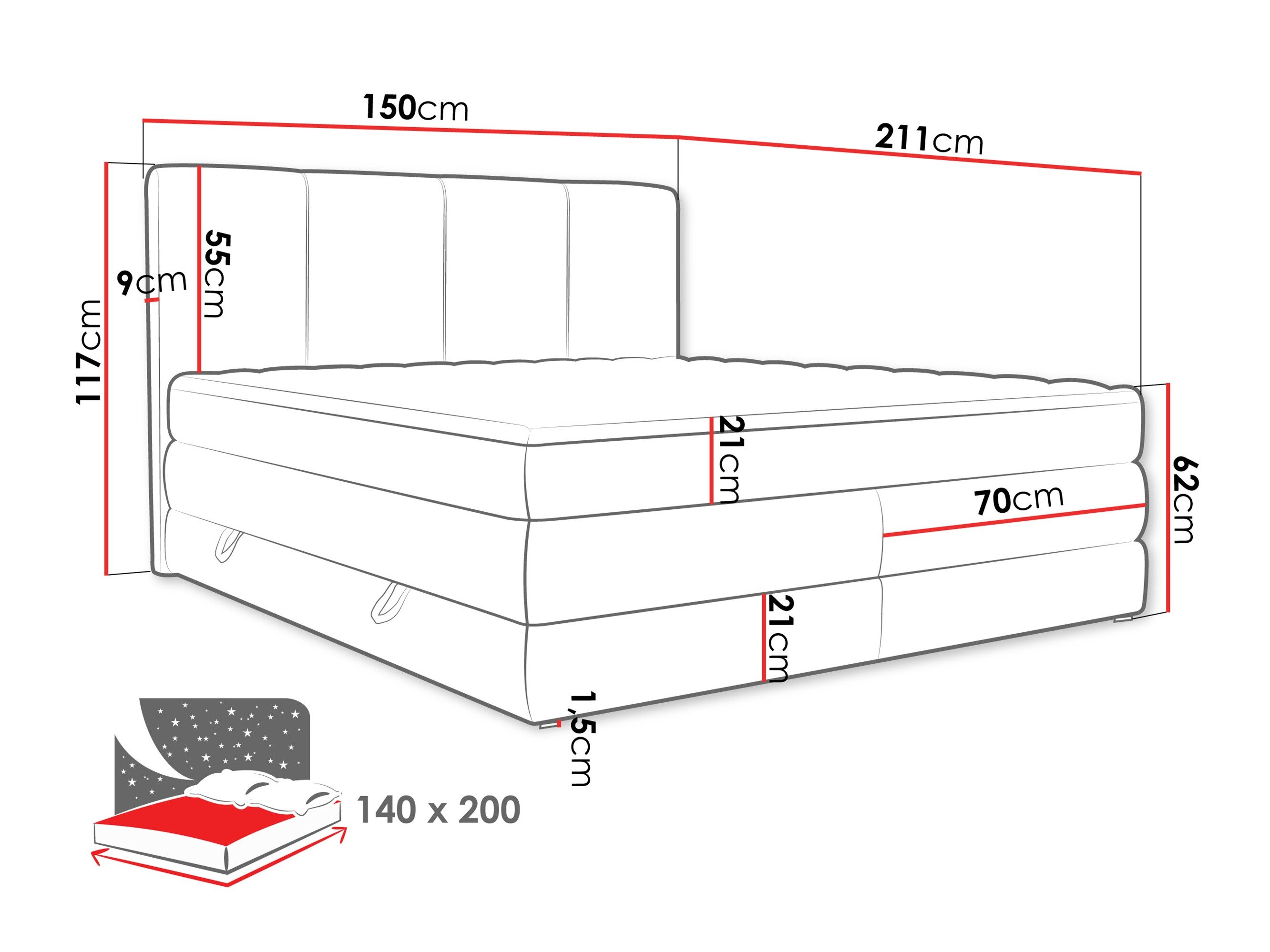 Boxspring ComfiDream Caelion (Onega 14)