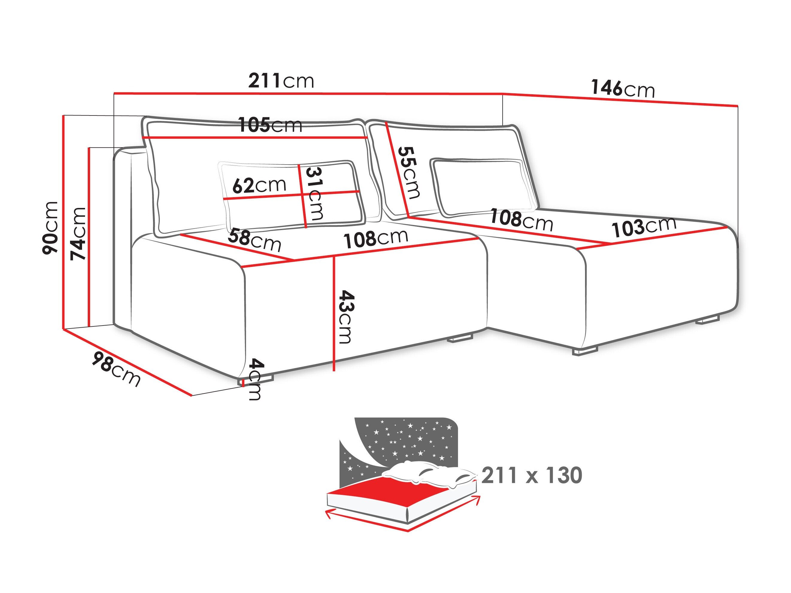 Hjørnesofa TrendyNest Fenestal (Tilia 01)