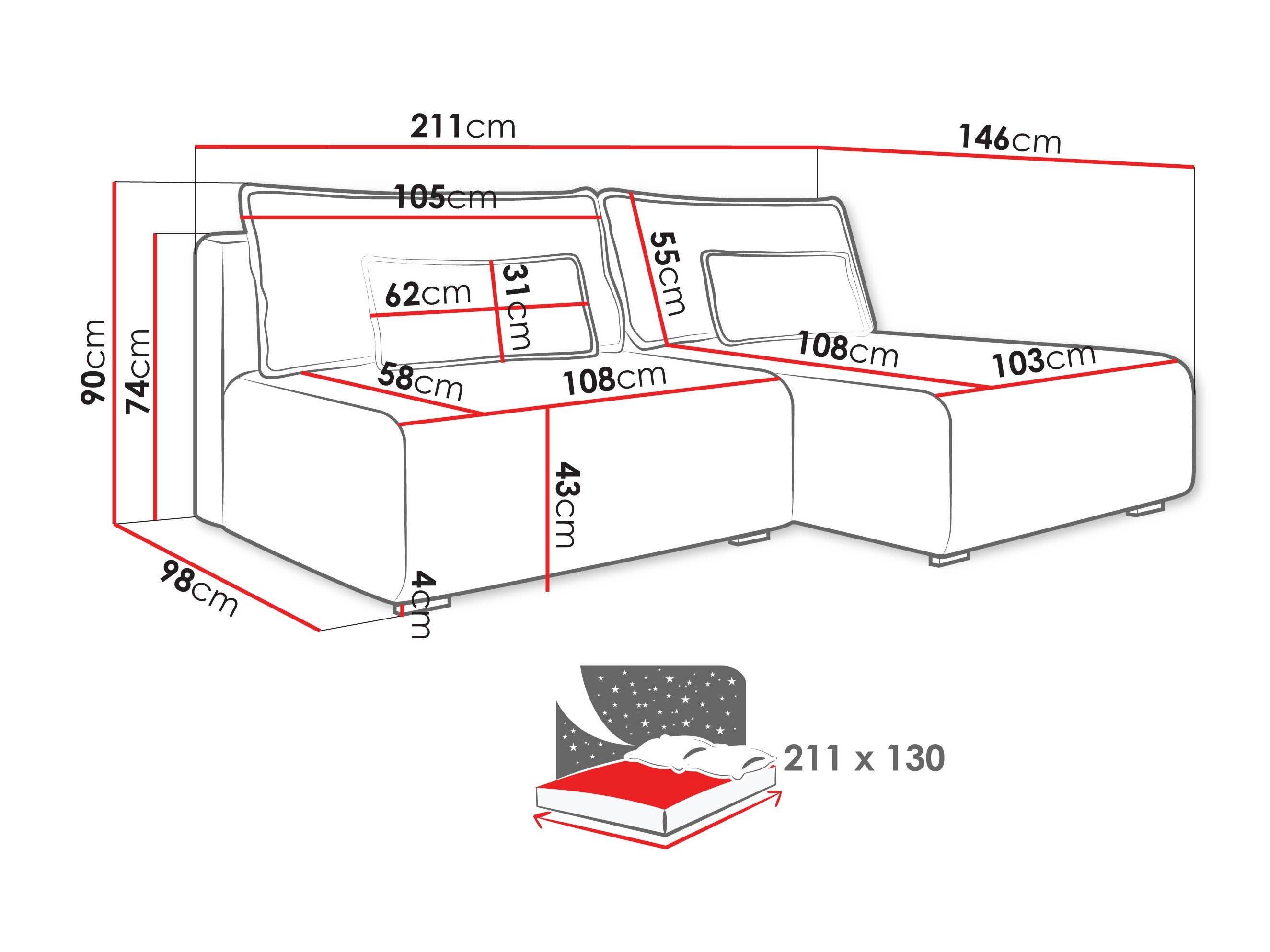Hjørnesofa TrendyNest Fenestal (Tilia 100)