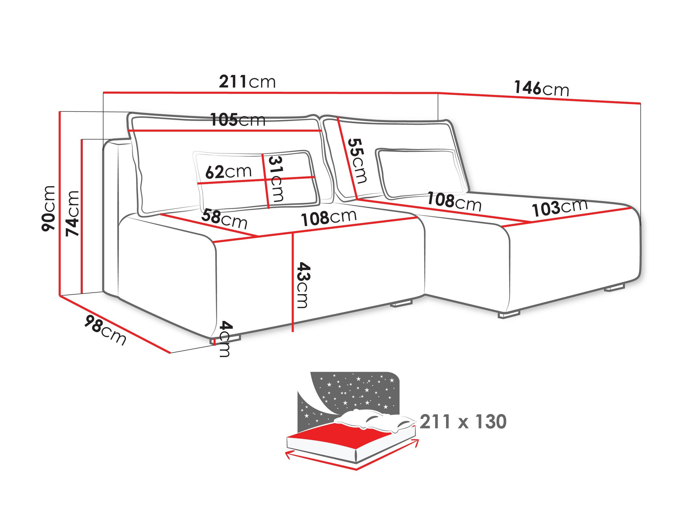 Hjørnesofa TrendyNest Fenestal (Tilia 11)