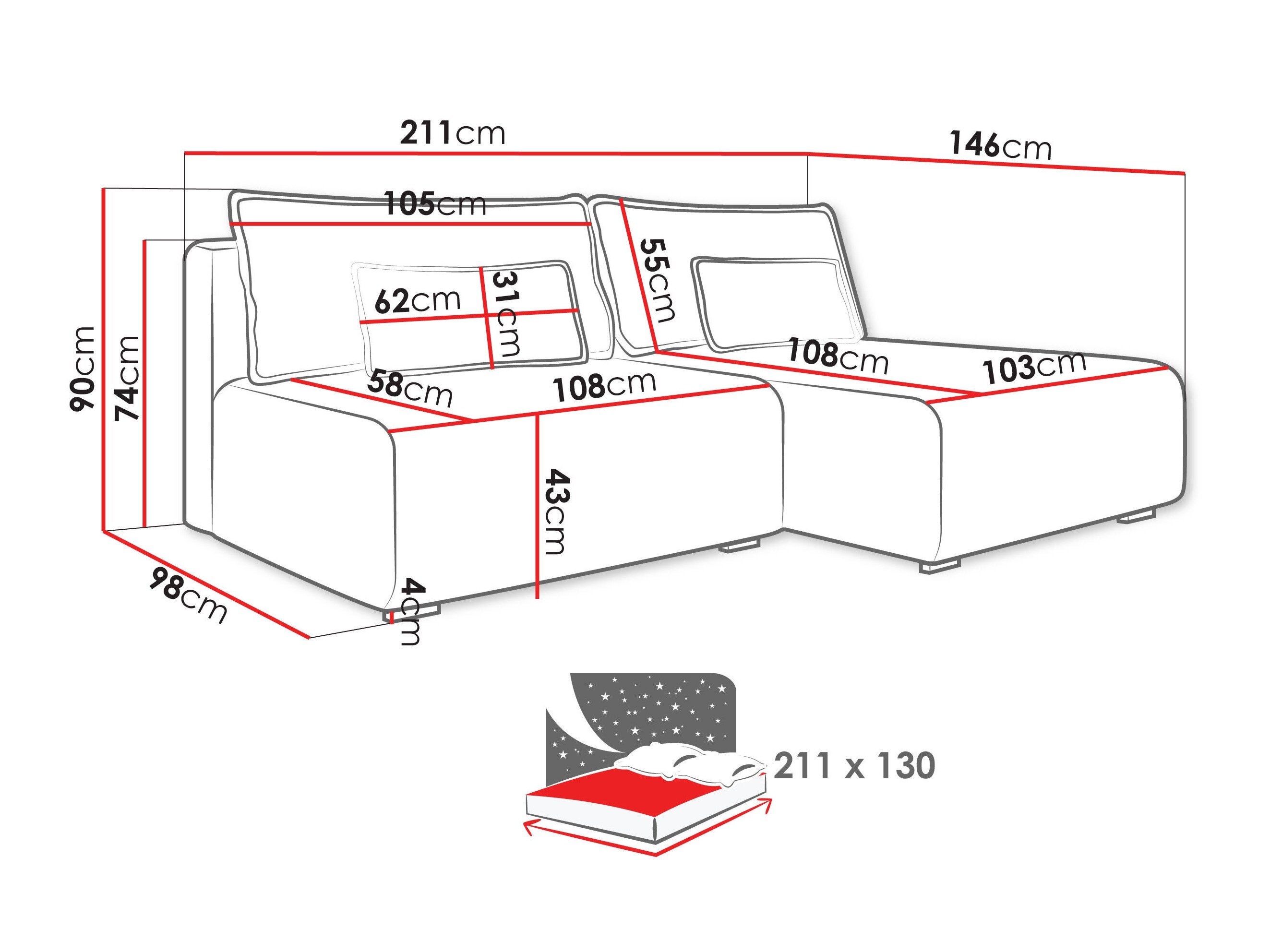 Hjørnesofa TrendyNest Fenestal (Tilia 39)