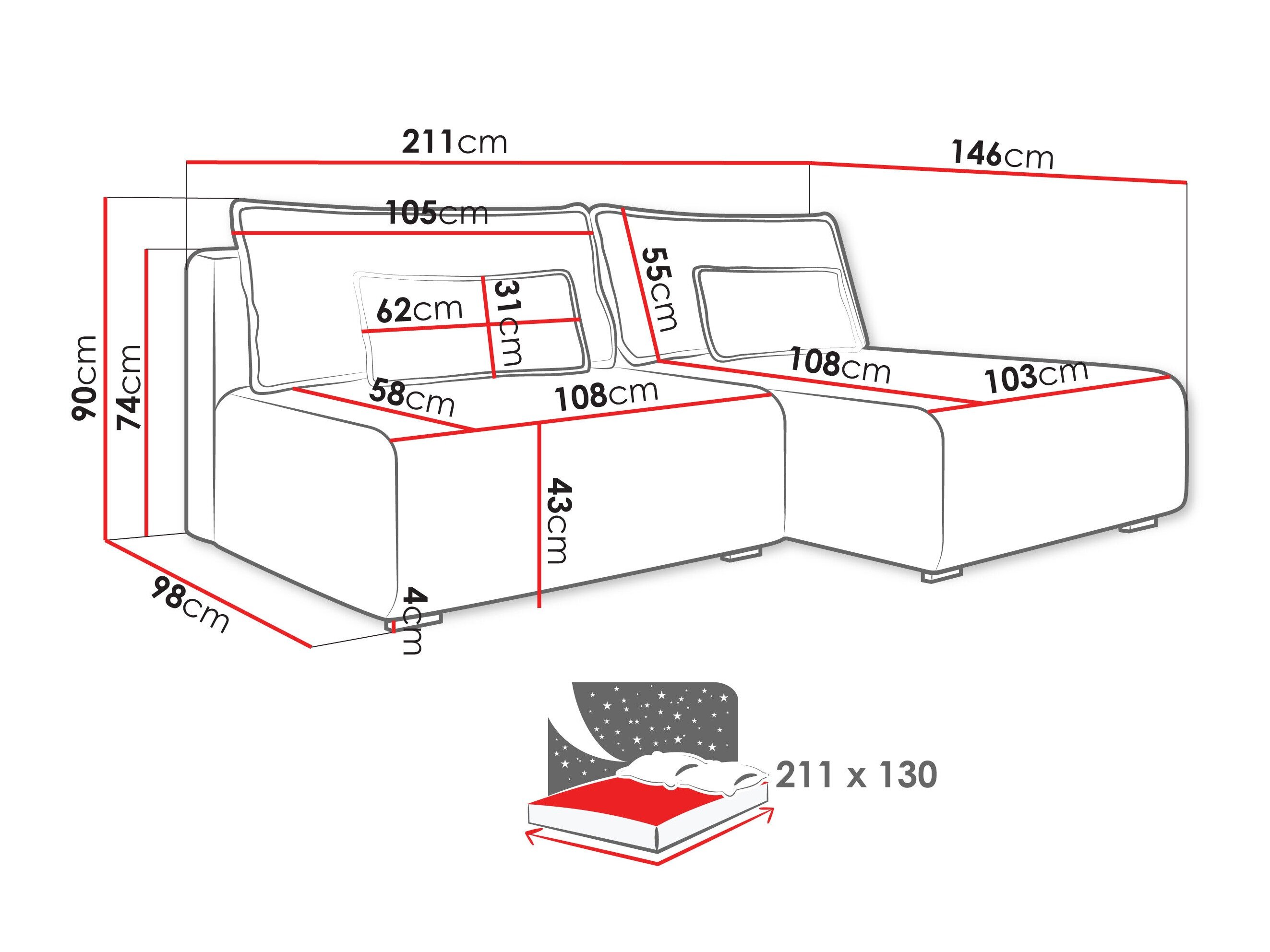 Hjørnesofa TrendyNest Fenestal (Tilia 39)