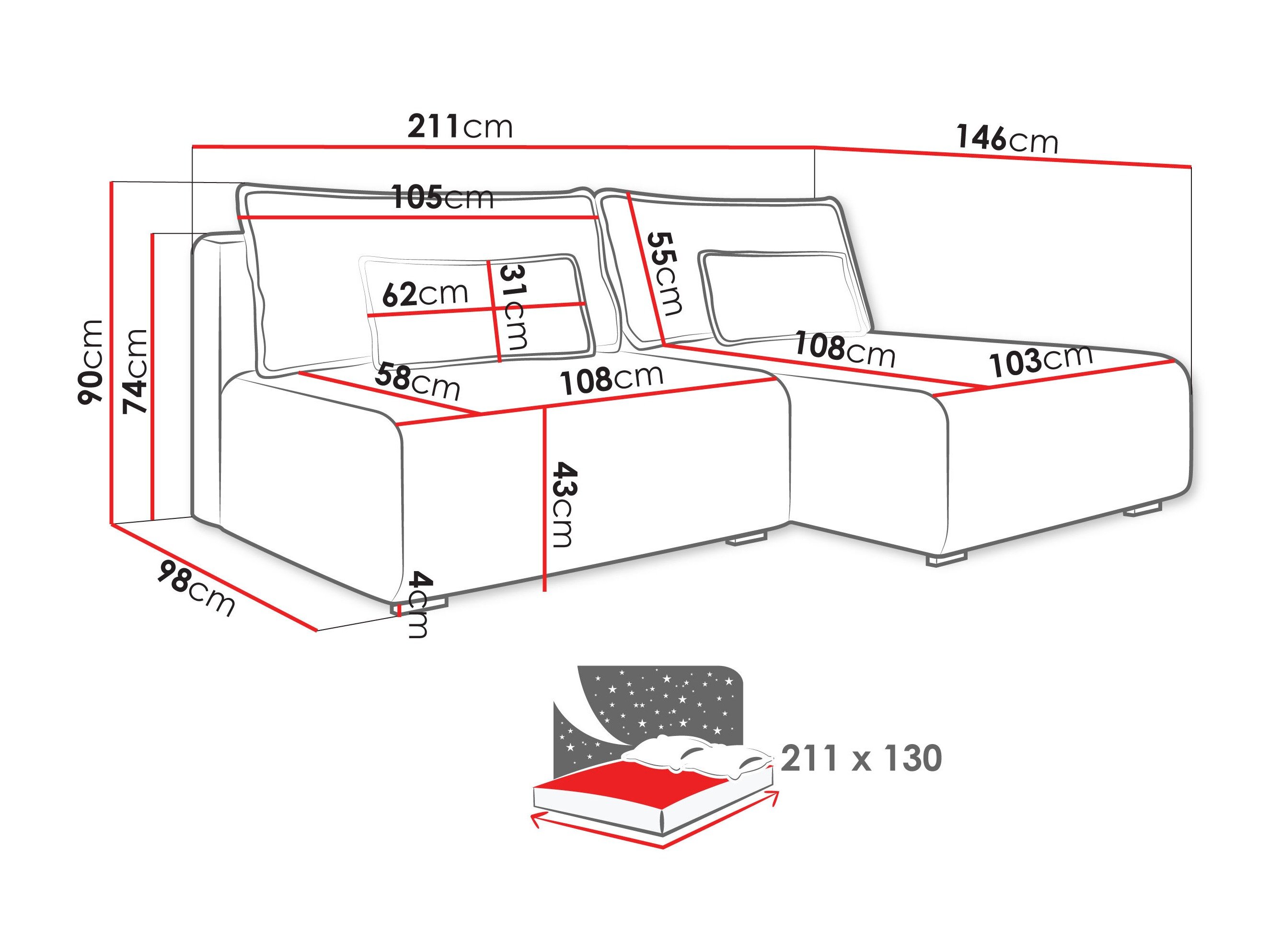 Hjørnesofa TrendyNest Fenestal (Tilia 85)