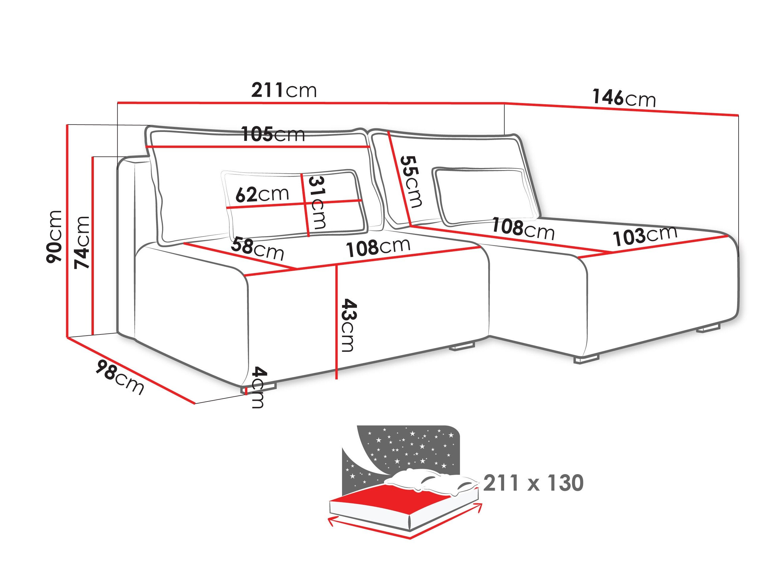 Hjørnesofa TrendyNest Fenestal (Tilia 86)