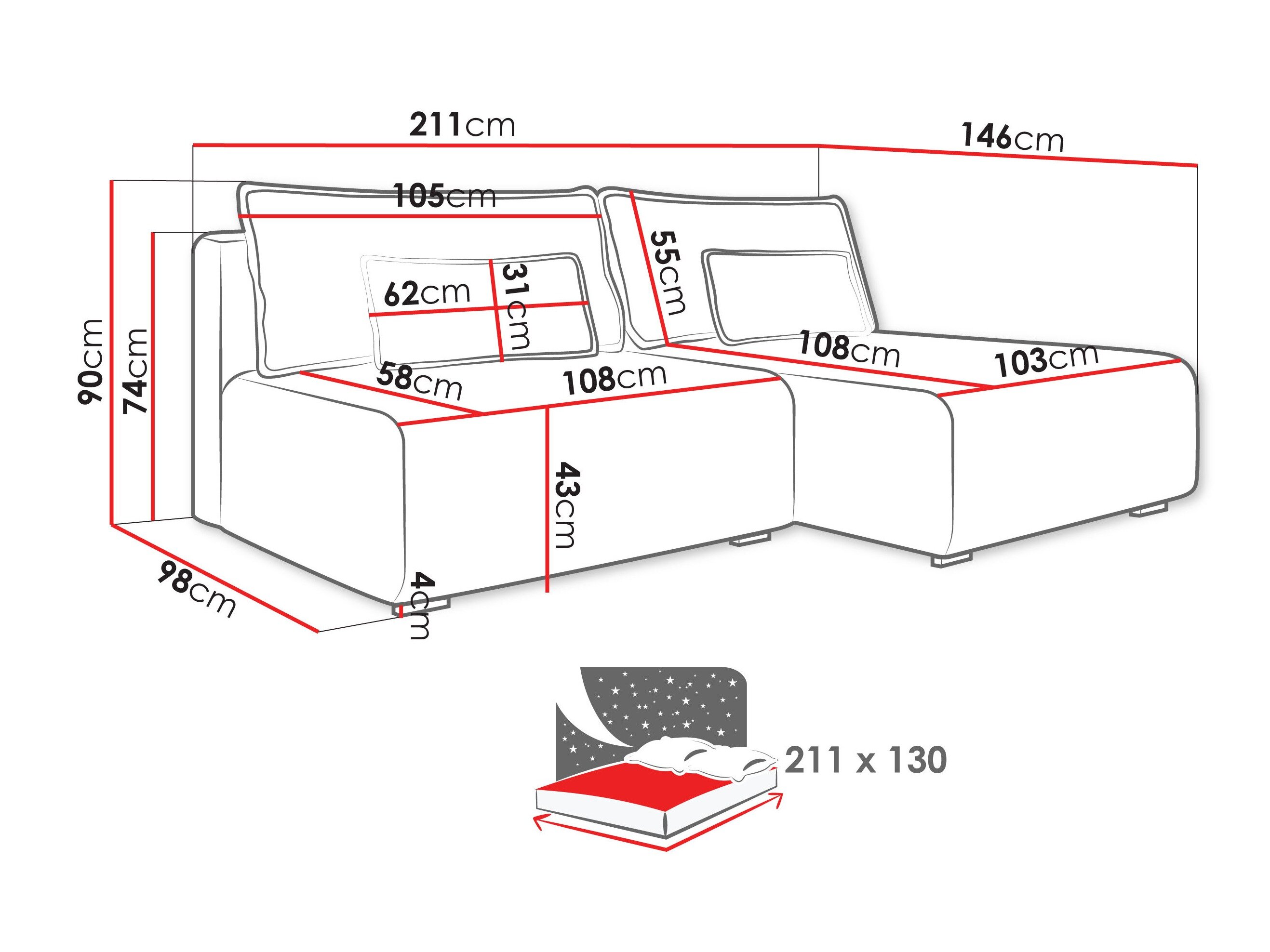 Hjørnesofa TrendyNest Fenestal (Tilia 86)