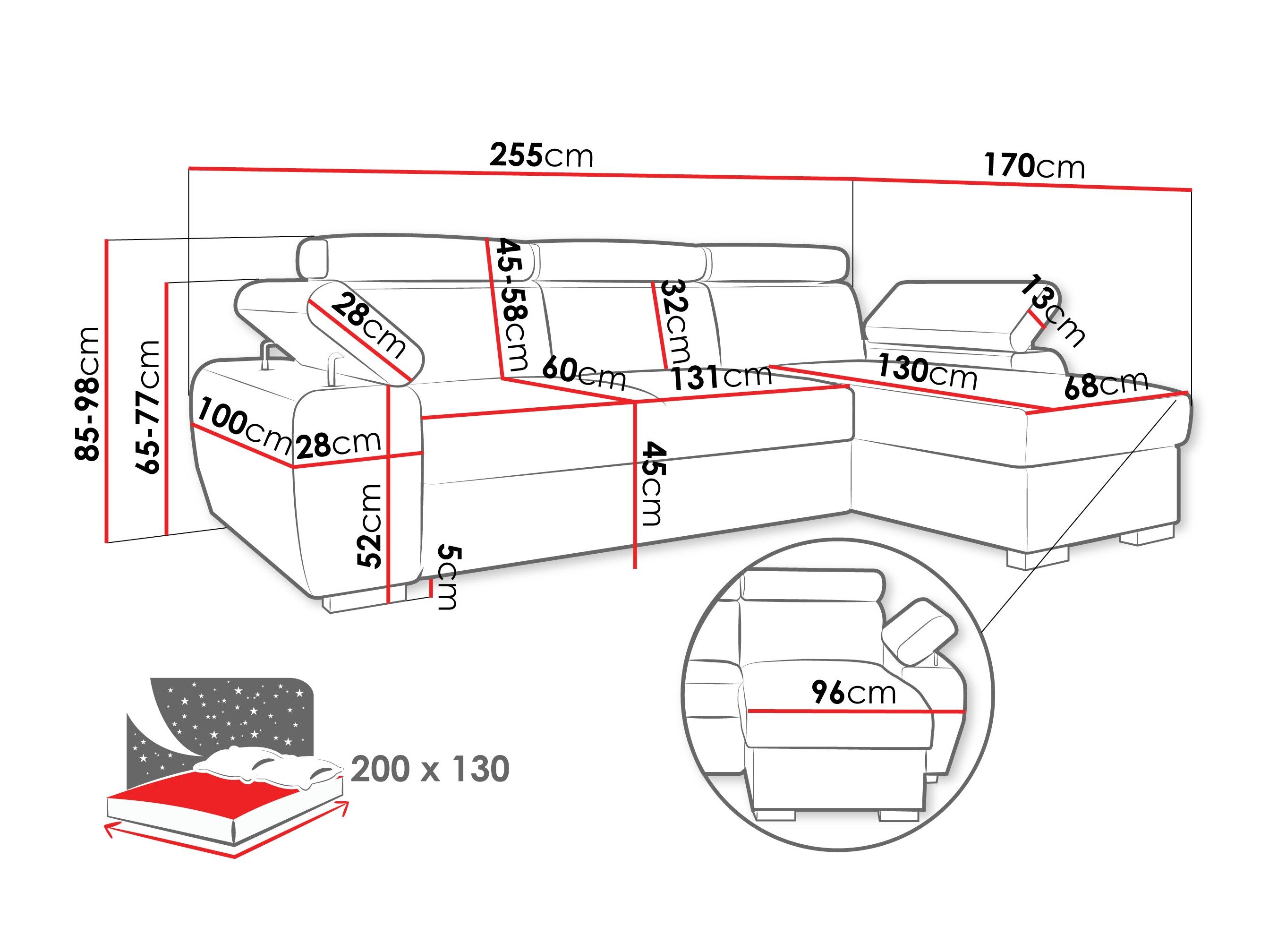 Hjørnesofa Columbus 252 (Lumo 40)
