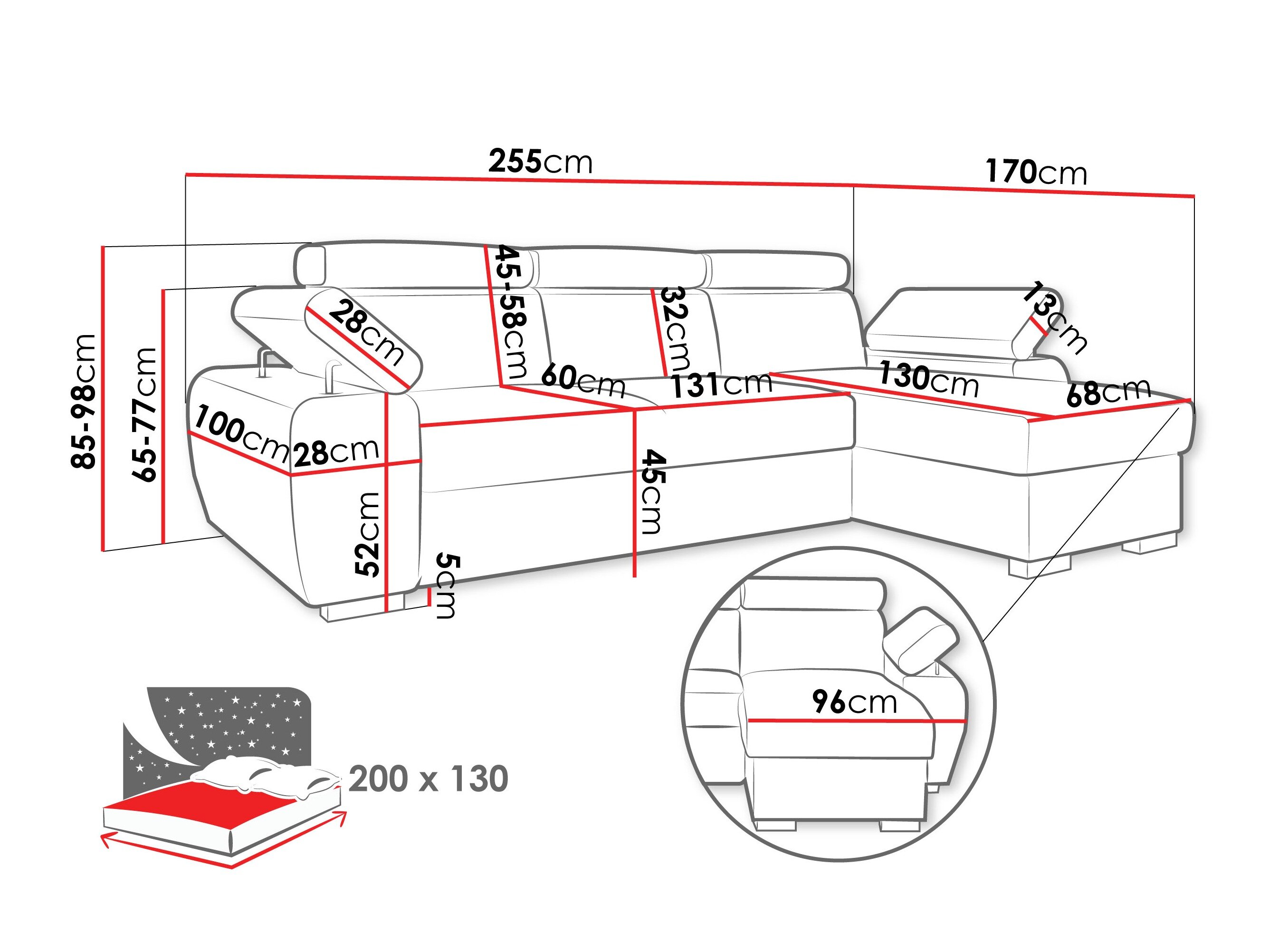 Hjørnesofa Columbus 252 (Lumo 55)