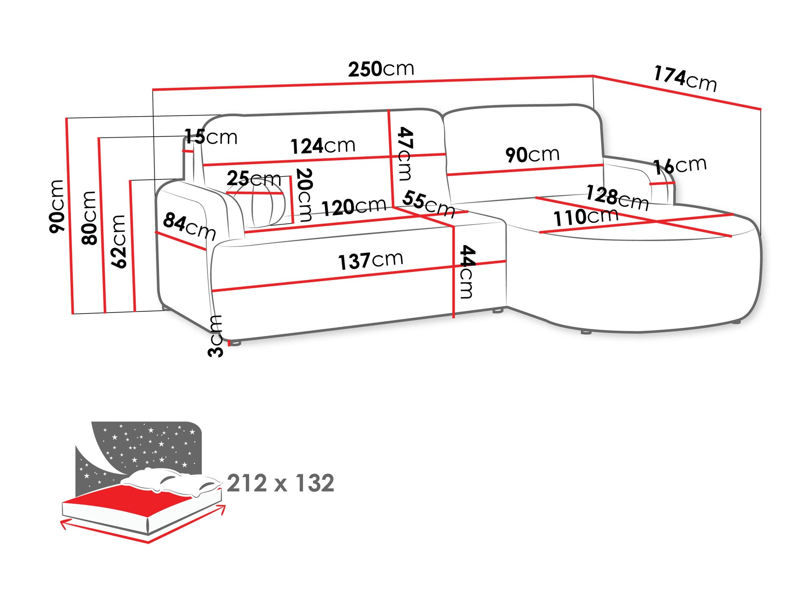 Hjørnesofa Comfivo Popis (Poso 135)