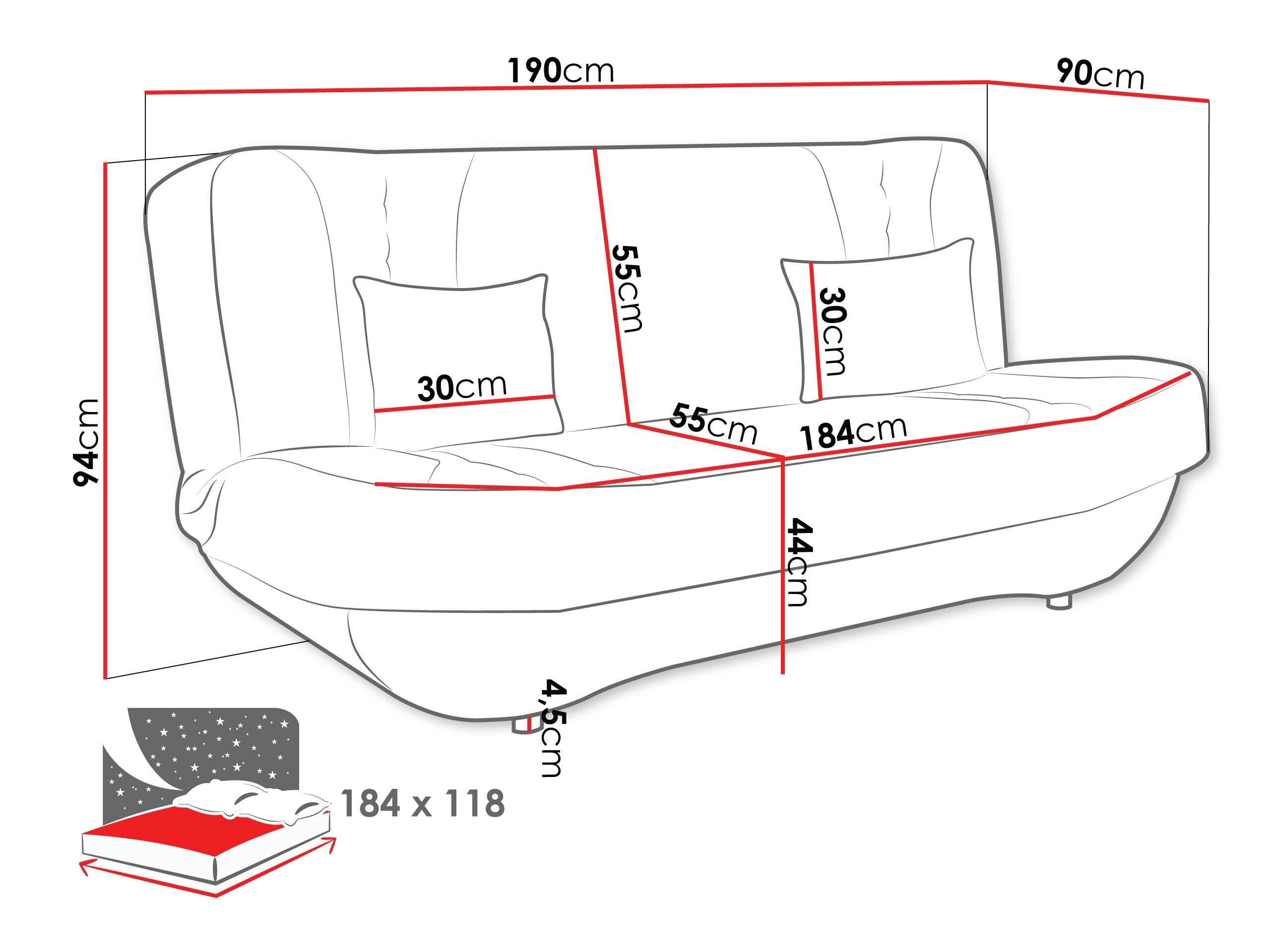 Sovesofa Comfivo Cervus (Lumo 40)