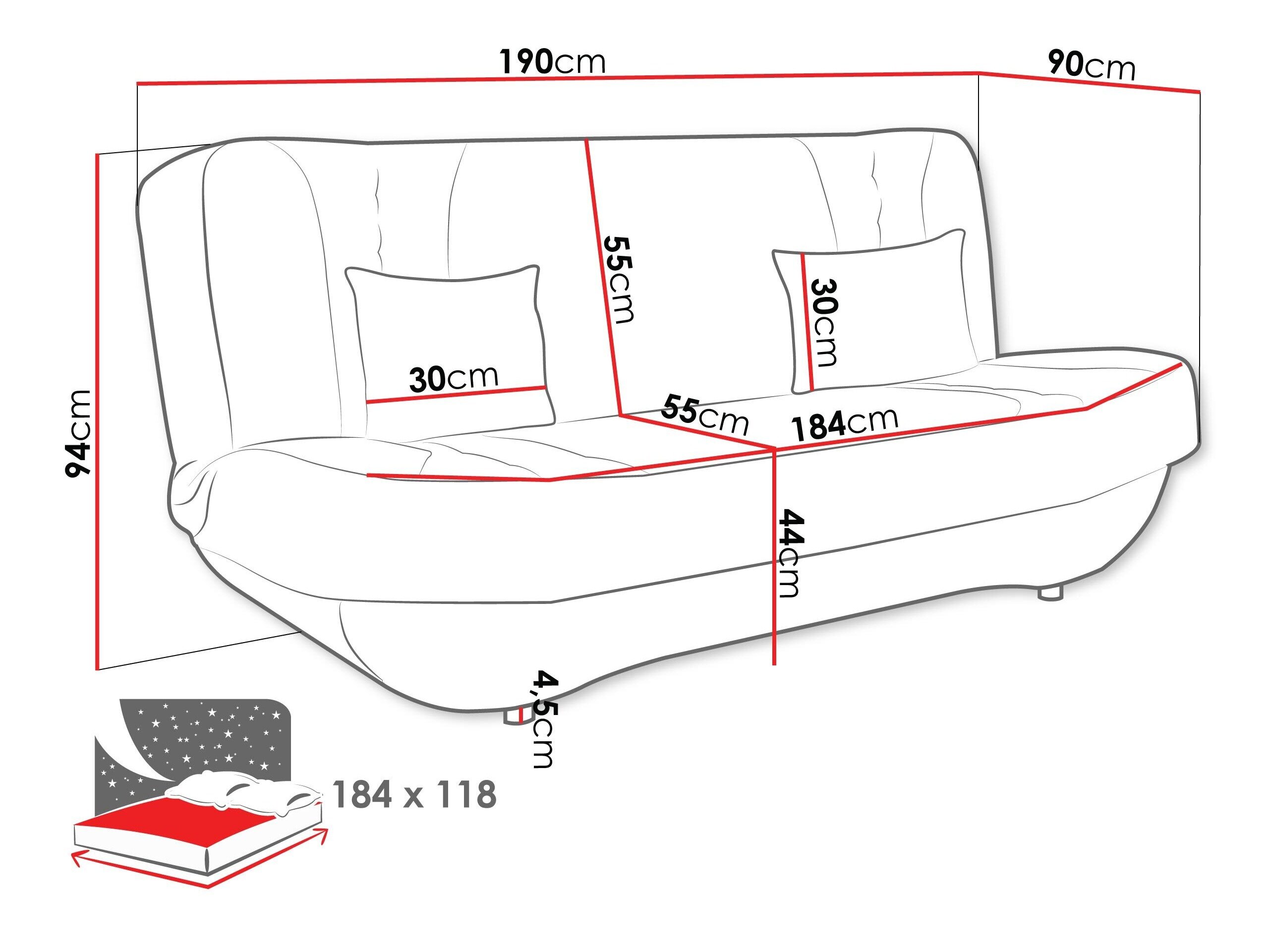 Sovesofa Comfivo Cervus (Magic Velvet 2217 + Magic Velvet 2219)