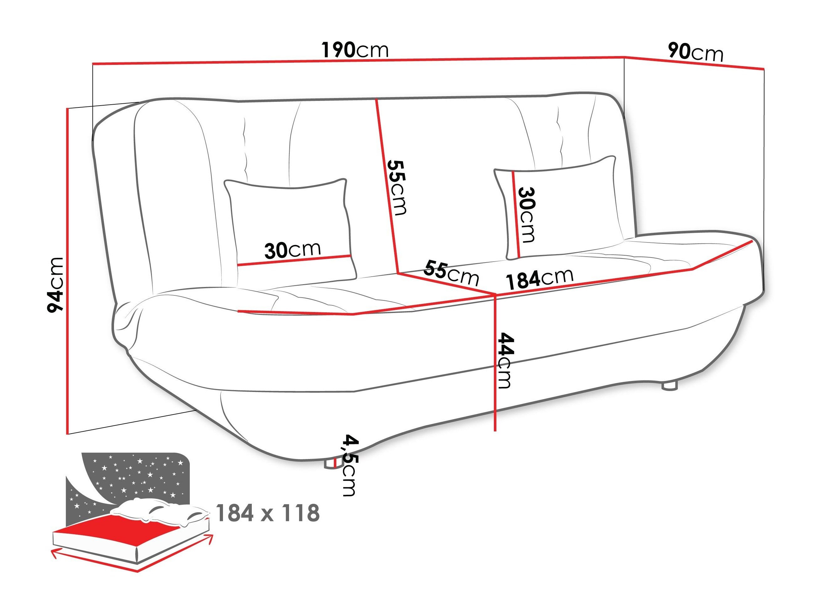 Sovesofa Comfivo Cervus (Magic Velvet 2225 + Magic Velvet 2227)