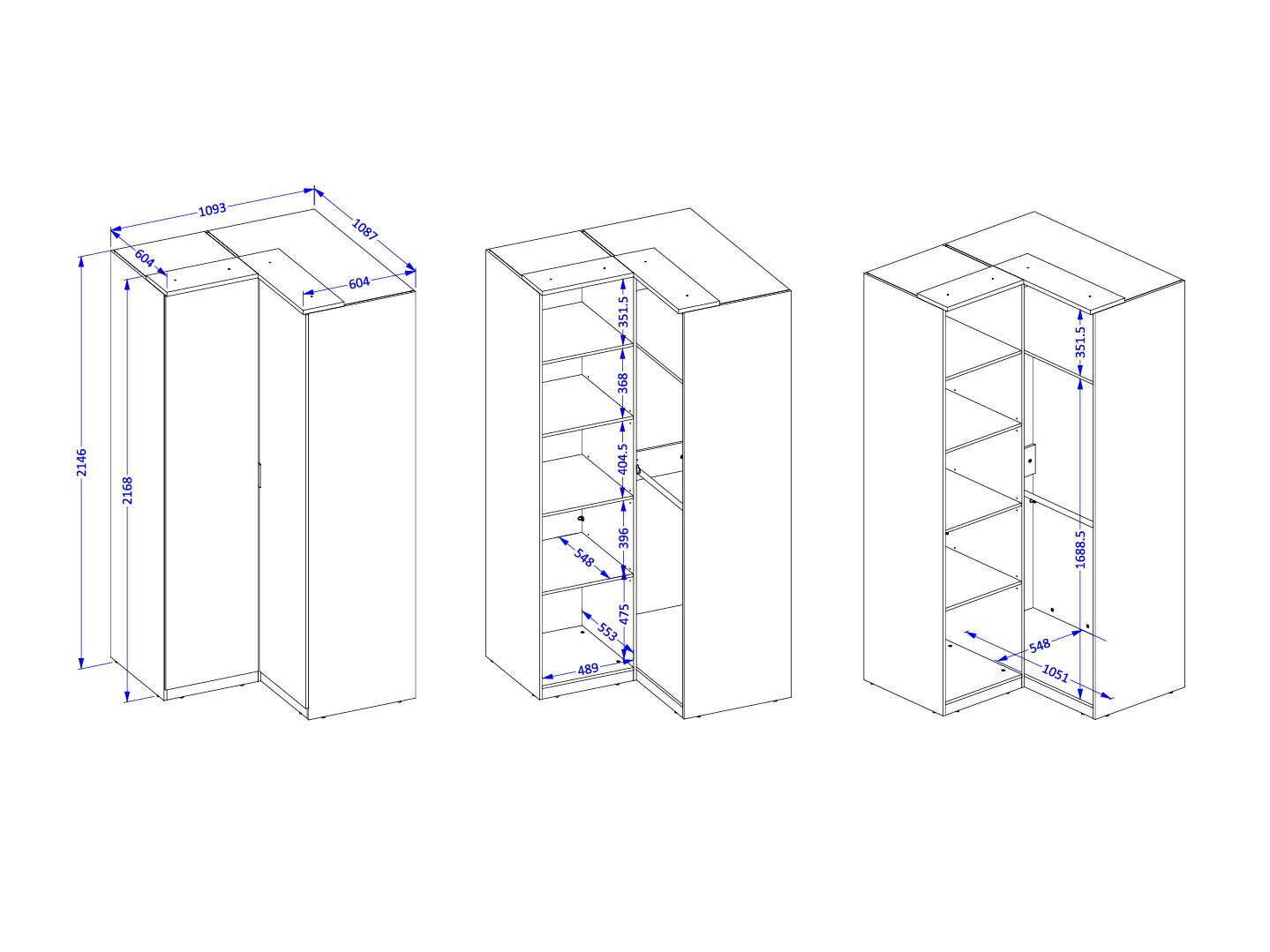 Hjørnegarderob Nolcala 107 (Egetræ + Beige)