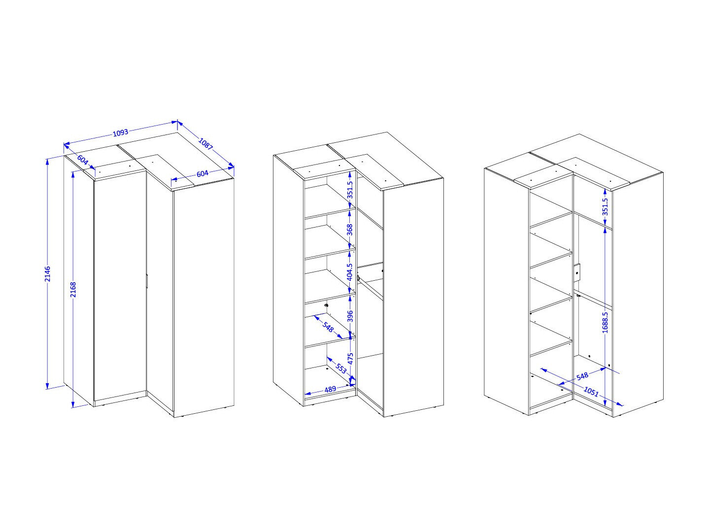Hjørnegarderob Nolcala 107 (Egetræ + Eukalyptus)
