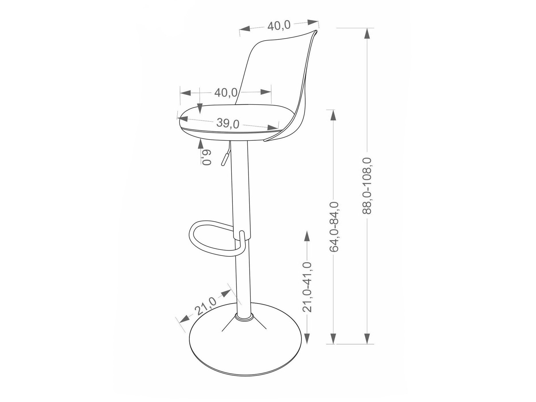 Barstol Houston 2104 (Grå + Sort)