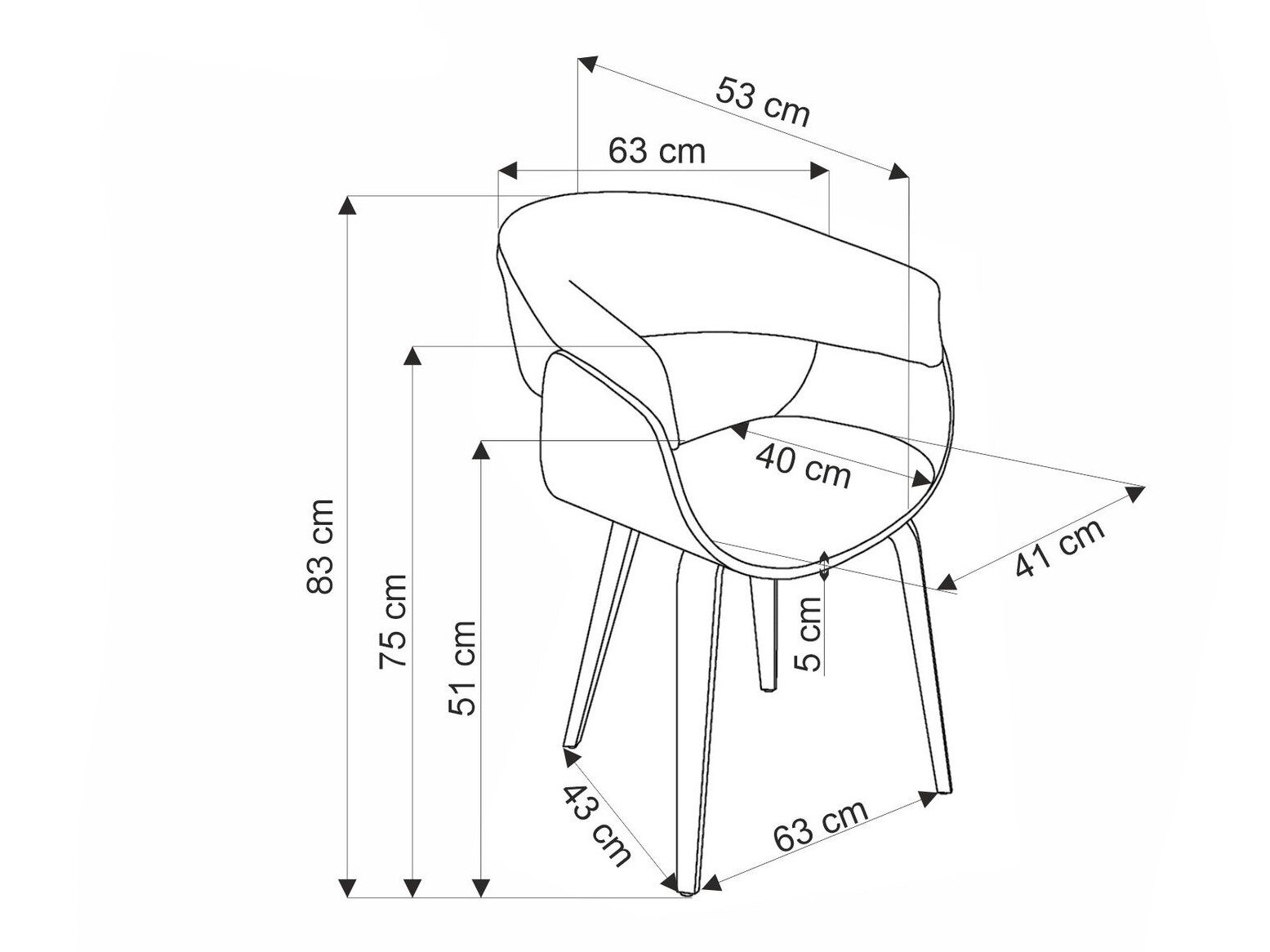 Stol Houston 1597 (Grå + Valnød)