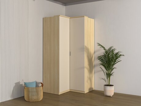 Hjørnegarderob Nolcala 107 (Egetræ + Beige)