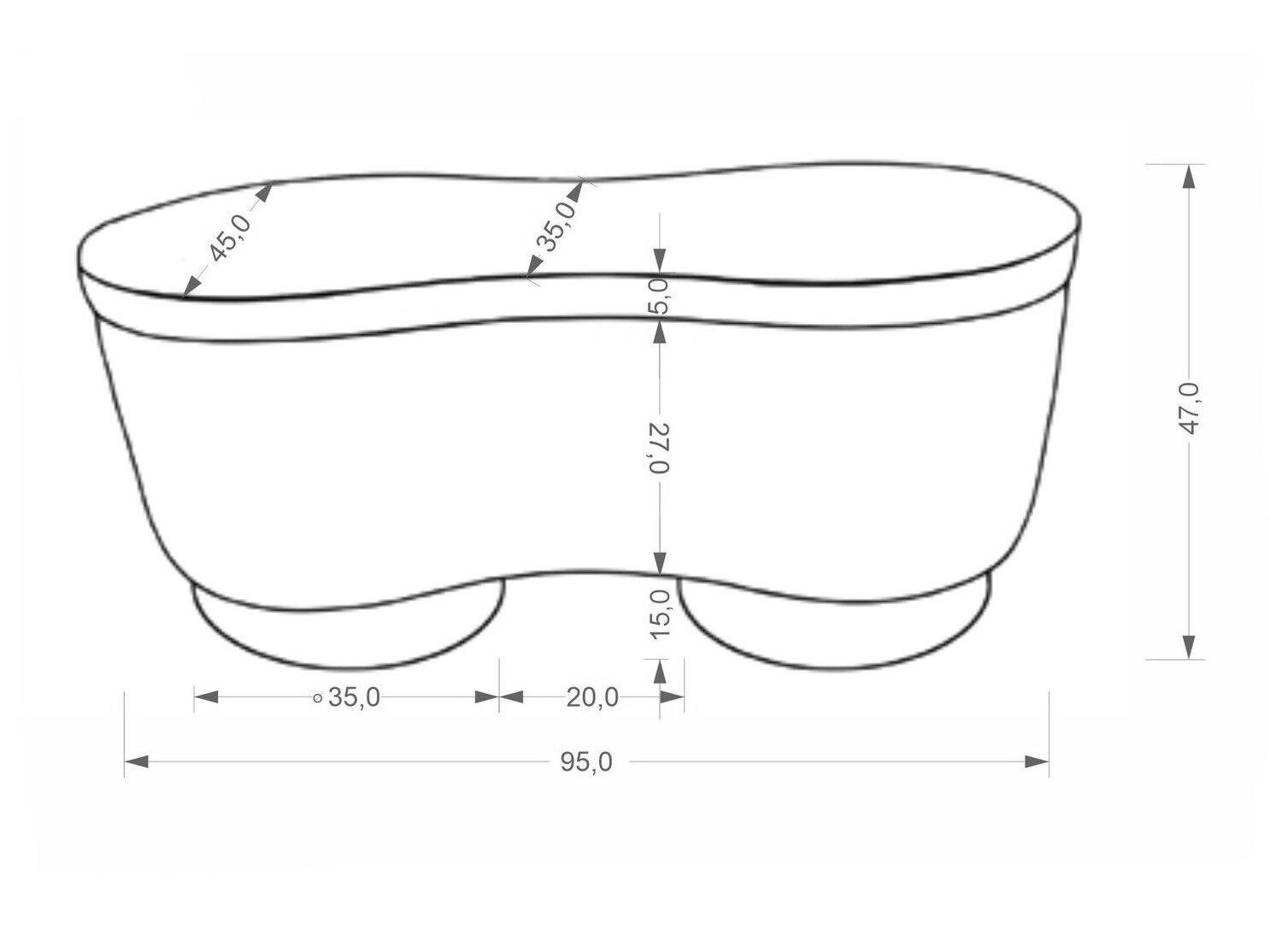 Polstret bænk Houston 2110 (Grå)