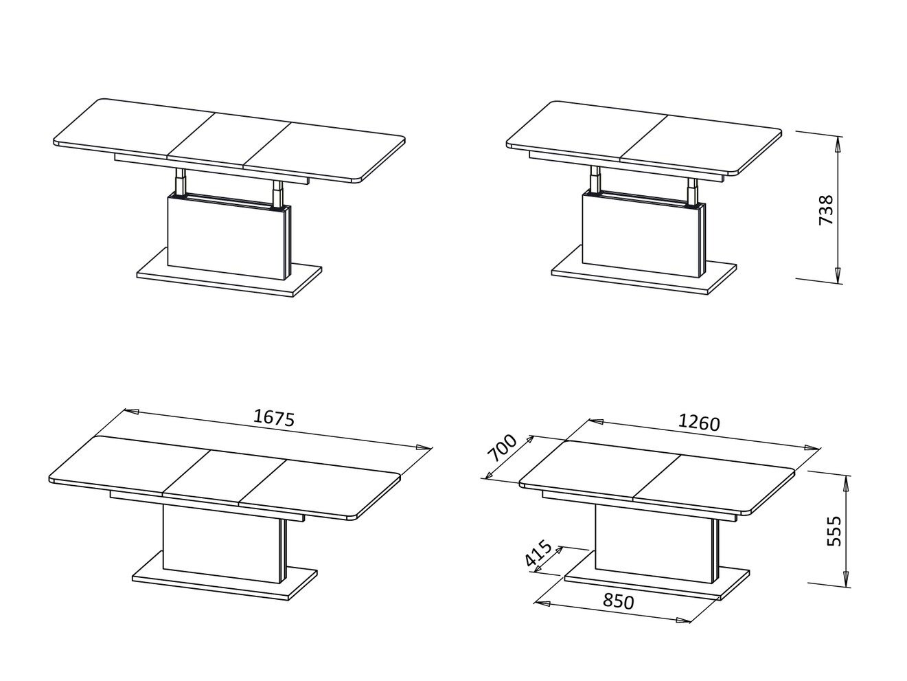 Transformeerbare salontafel Houston 1253 (Wotan eik)