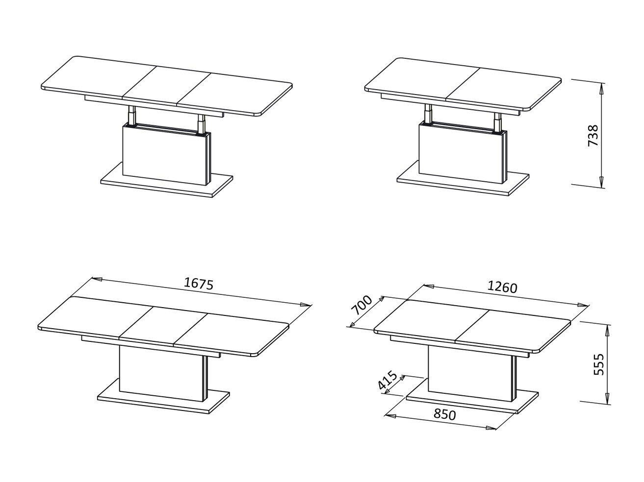 Transformer sofabord Houston 1253 (Wotan eg + Sort)